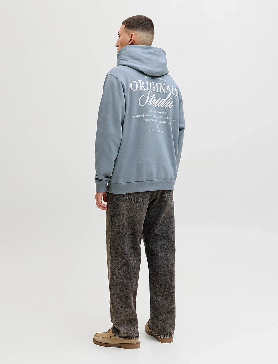 Jack & Jones - JORNORREBRO TYPO BACK SWEAT HOOD SN - hættetrøjer - tradewinds - 3