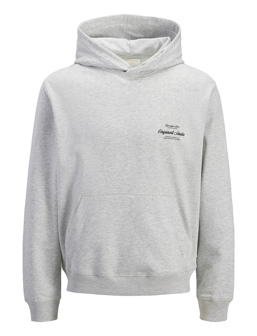 Jack & Jones - JORNORREBRO TYPO BACK SWEAT HOOD SN - hættetrøjer - white melange - 1