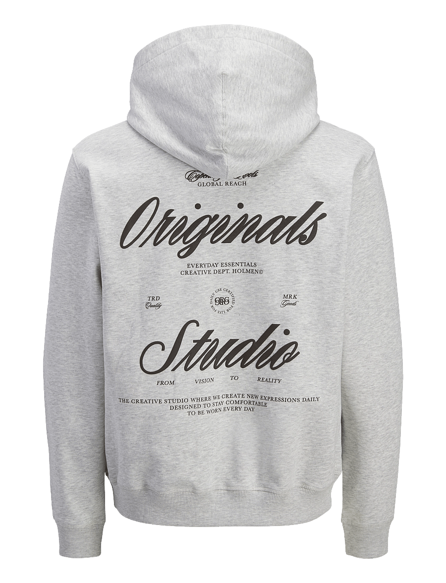 Jack & Jones - JORNORREBRO TYPO BACK SWEAT HOOD SN - hættetrøjer - white melange - 2