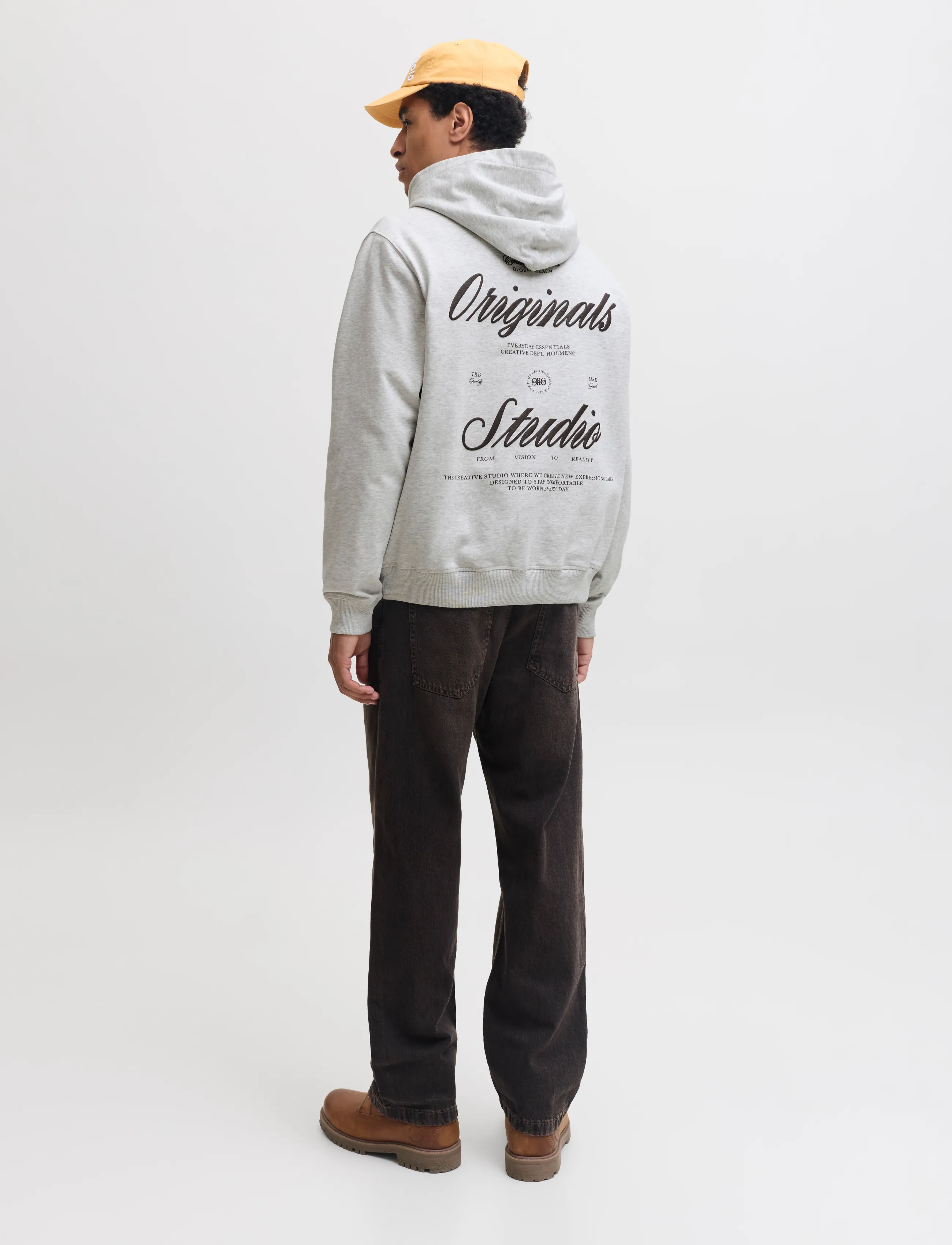 Jack & Jones - JORNORREBRO TYPO BACK SWEAT HOOD SN - hættetrøjer - white melange - 3