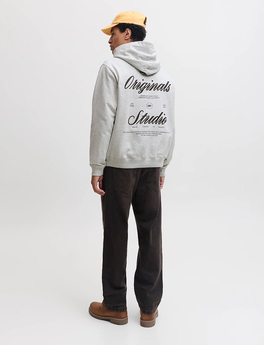 Jack & Jones - JORNORREBRO TYPO BACK SWEAT HOOD SN - hættetrøjer - white melange - 3