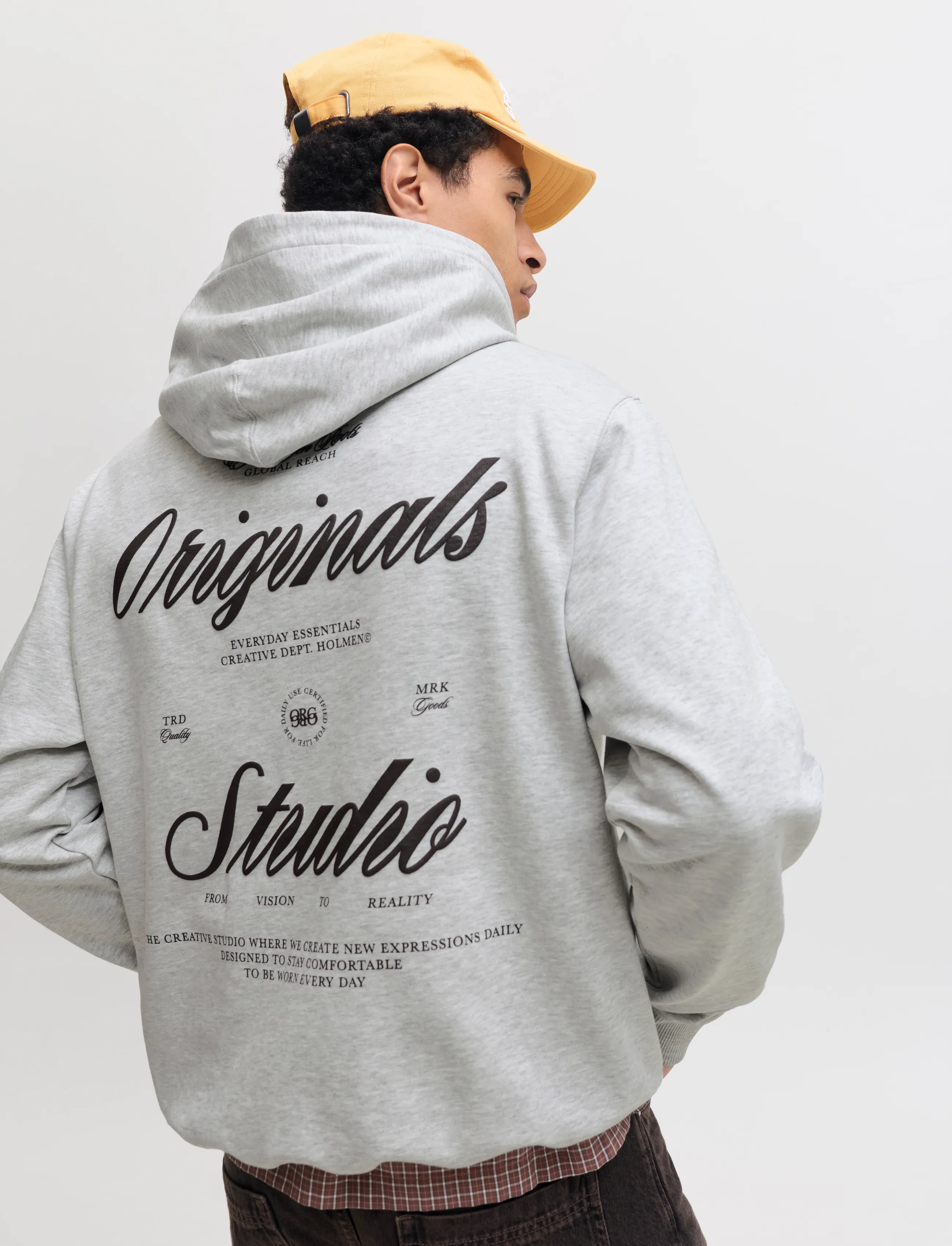 Jack & Jones - JORNORREBRO TYPO BACK SWEAT HOOD SN - hættetrøjer - white melange - 5