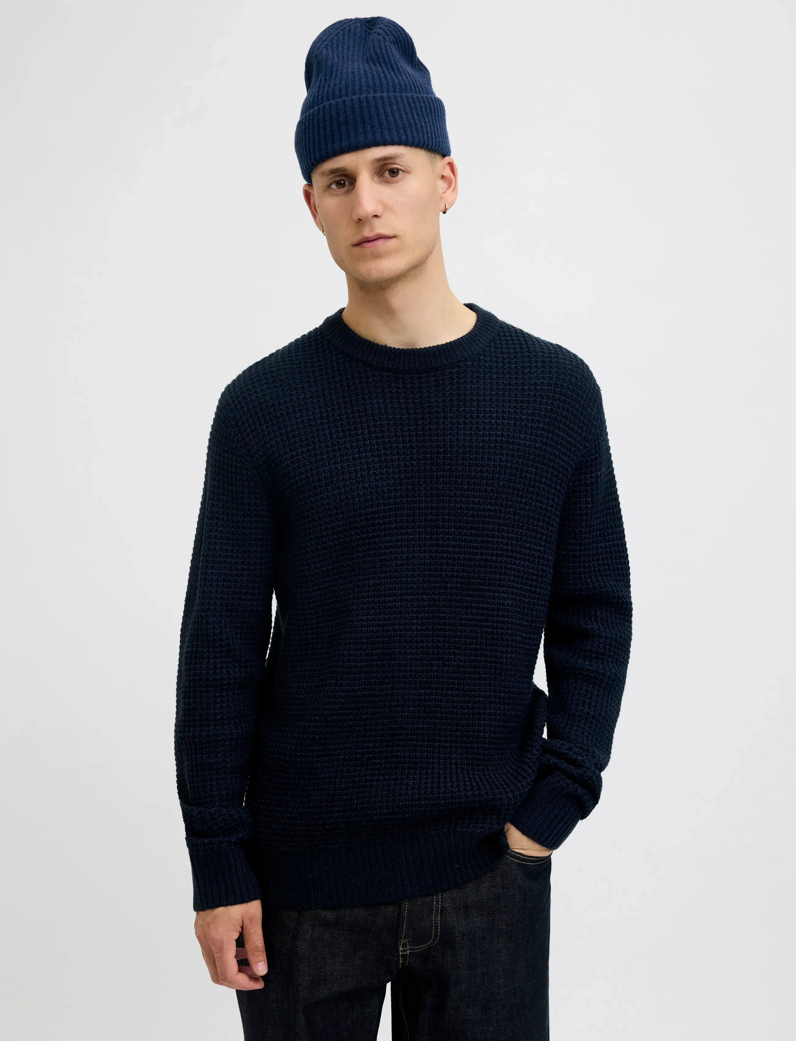 Jack & Jones Jaccopenhagen Wool Beanie Noos, One Size, Headwear, Marineblau - Beanies, Männerswear