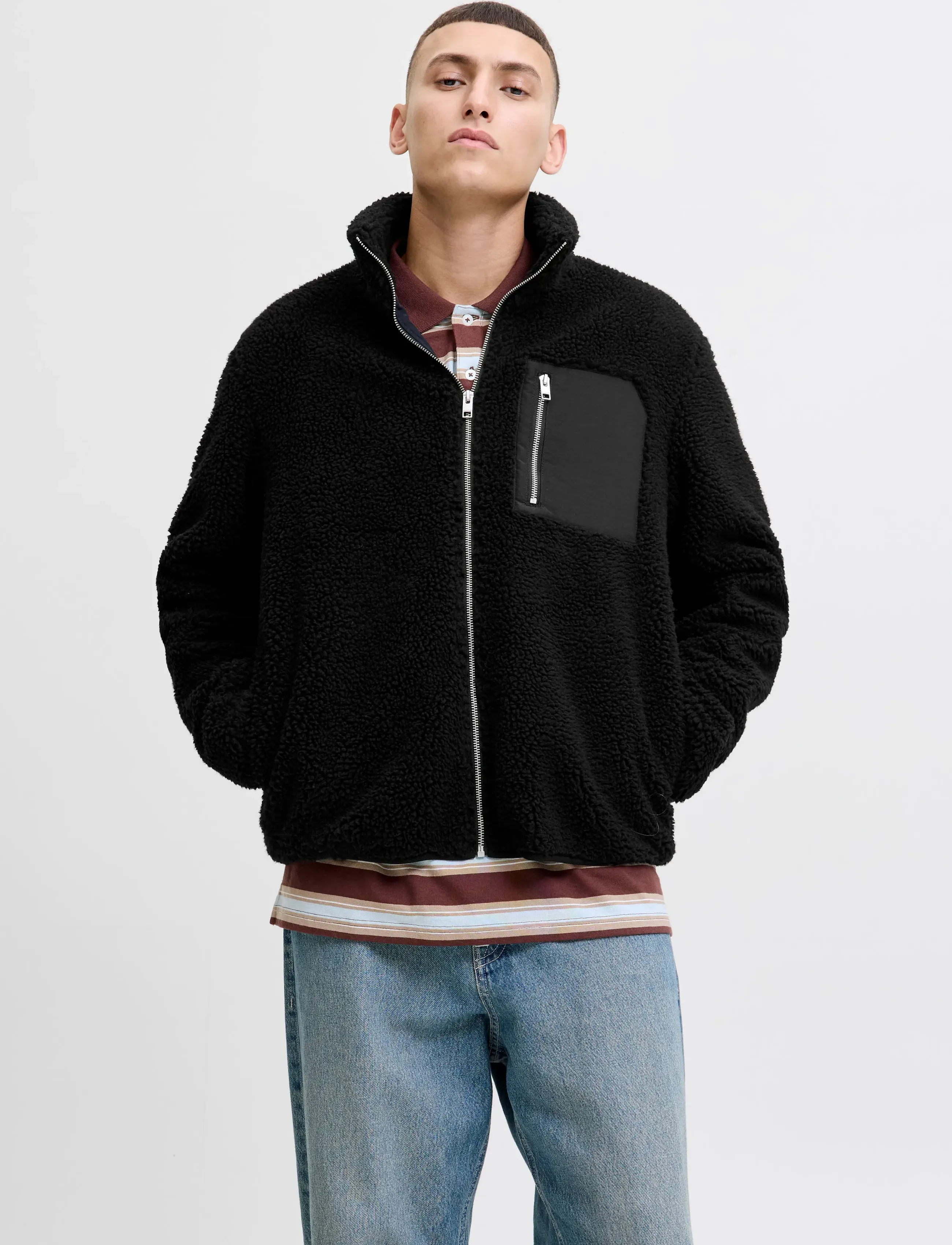 Jack & Jones Jjbradley Teddy Jacket, Mænd, Teddyjakke, Sort, Str: M
