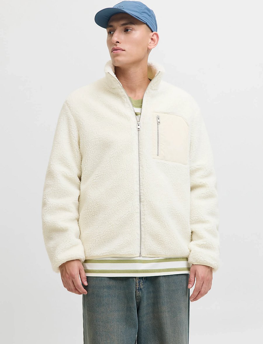 Jack & Jones - JJBRADLEY TEDDY JACKET - plīša džemperi - cloud dancer - 0