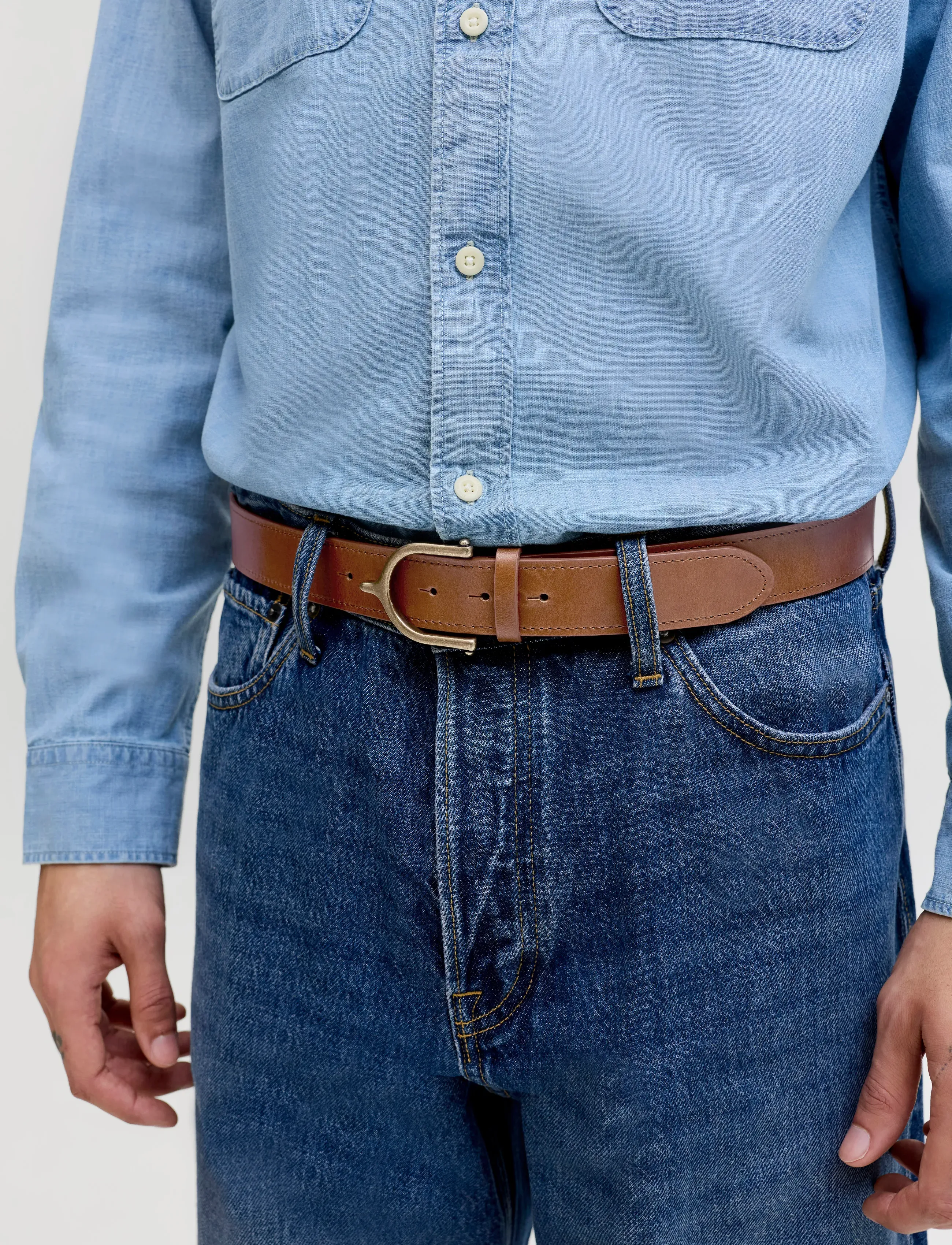 Jack & Jones Jacenzo Leather Belt, 85, Belts, Braun - Classic Männerswear