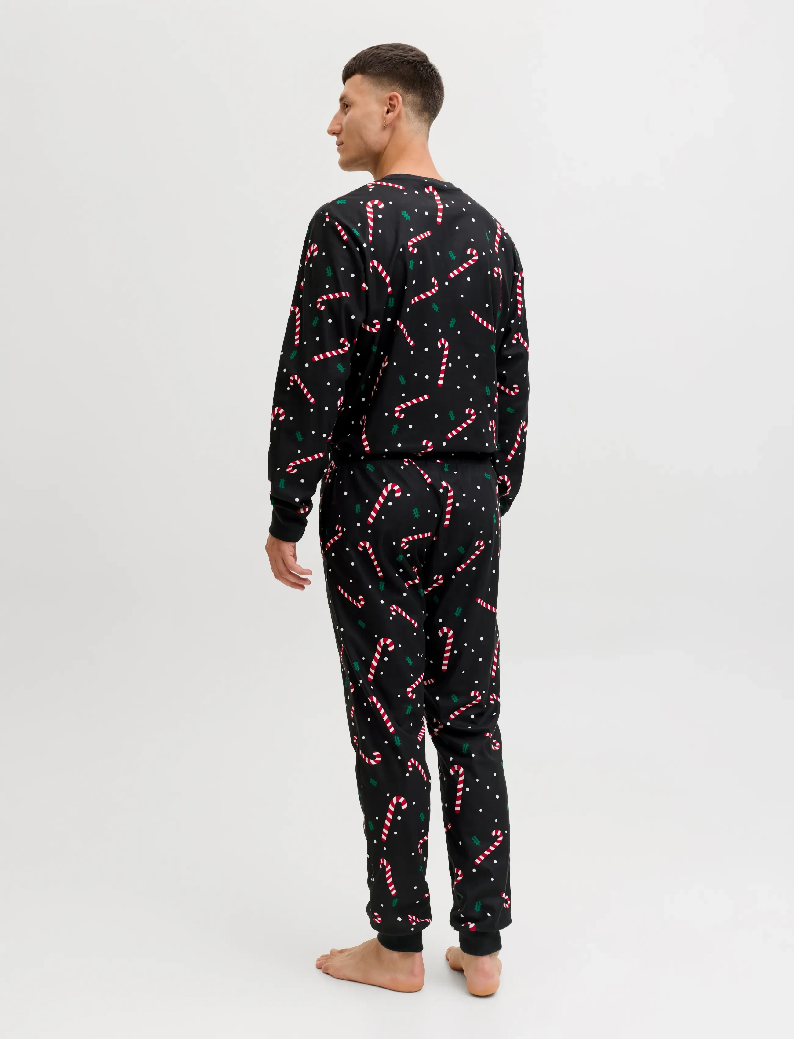 Jack & Jones - JACTRISTAN PRINTED LOUNGE SET W - pyjamasetit - black - 5