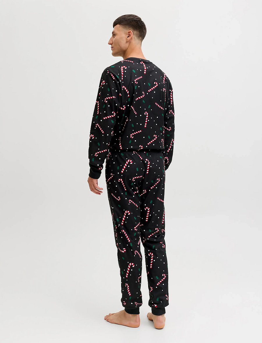 Jack & Jones - JACTRISTAN PRINTED LOUNGE SET W - pyjamasetit - black - 5