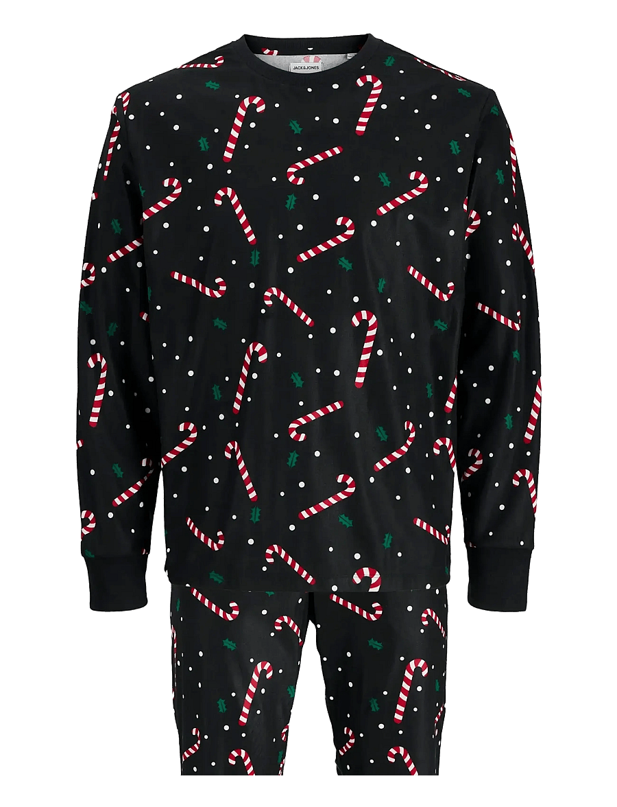 Jack & Jones - JACTRISTAN PRINTED LOUNGE SET W - pyjamasetit - black - 4