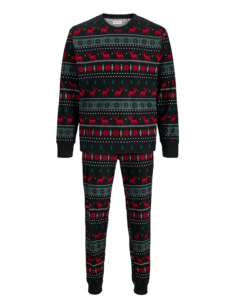 Jack & Jones - JACTRISTAN PRINTED LOUNGE SET W - nattøj sæt - black - 1