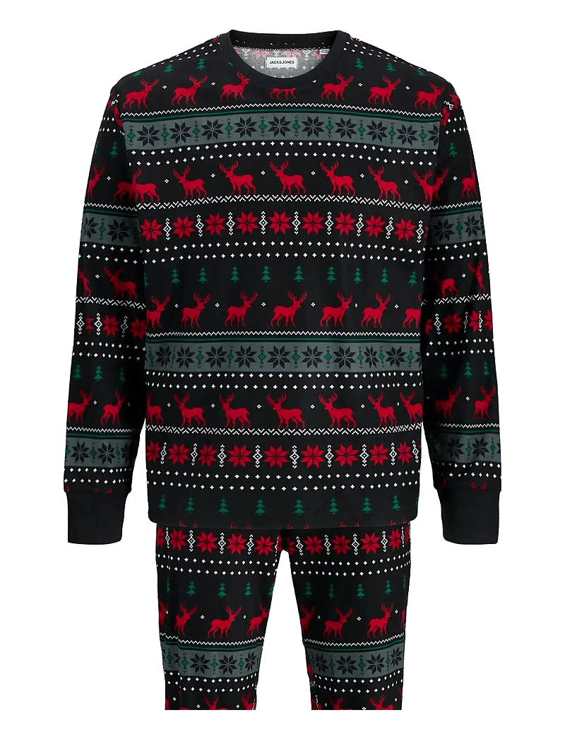 Jack & Jones - JACTRISTAN PRINTED LOUNGE SET W - nattøj sæt - black - 2