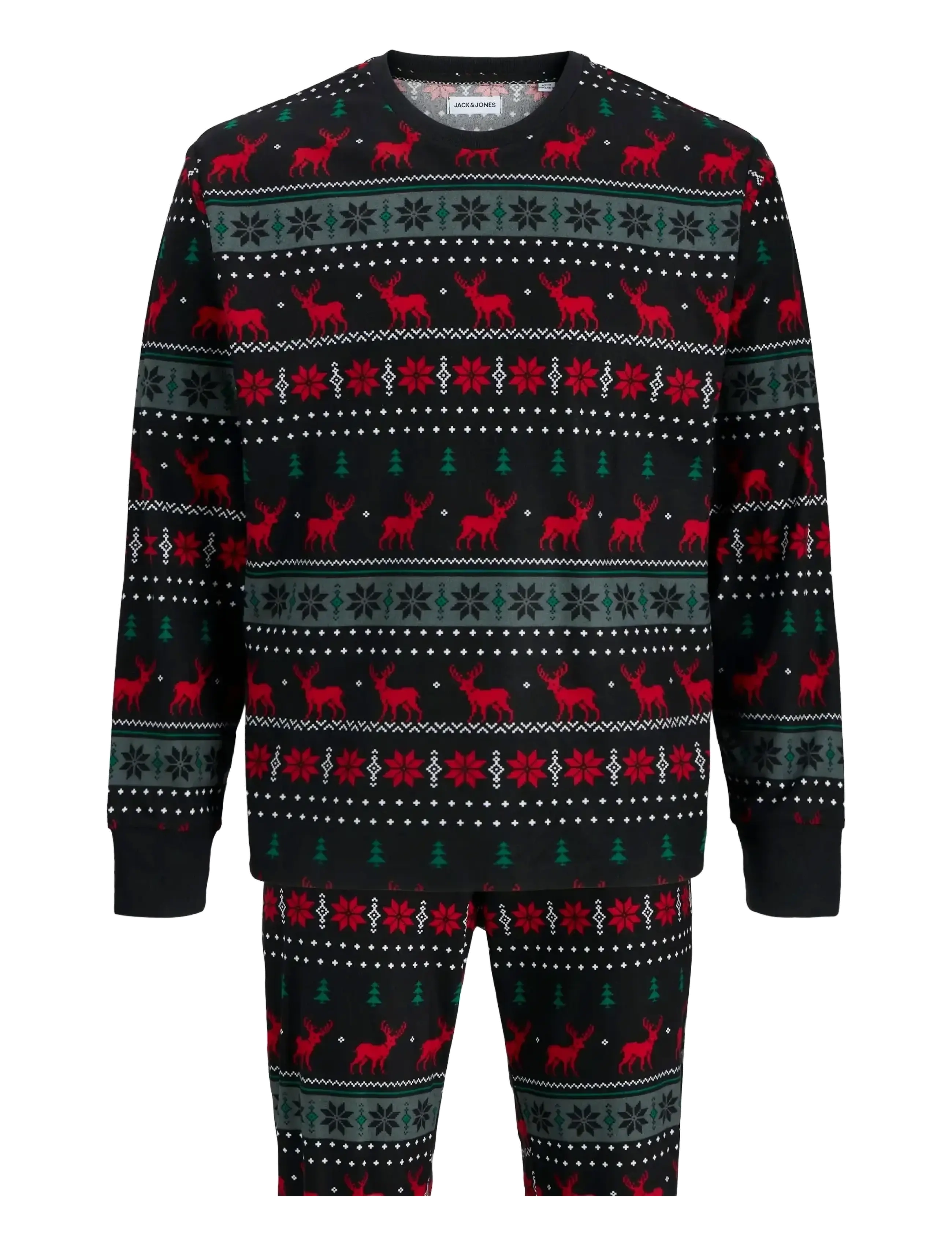 Jack & Jones - JACTRISTAN PRINTED LOUNGE SET W - pyjamasets - black - 2