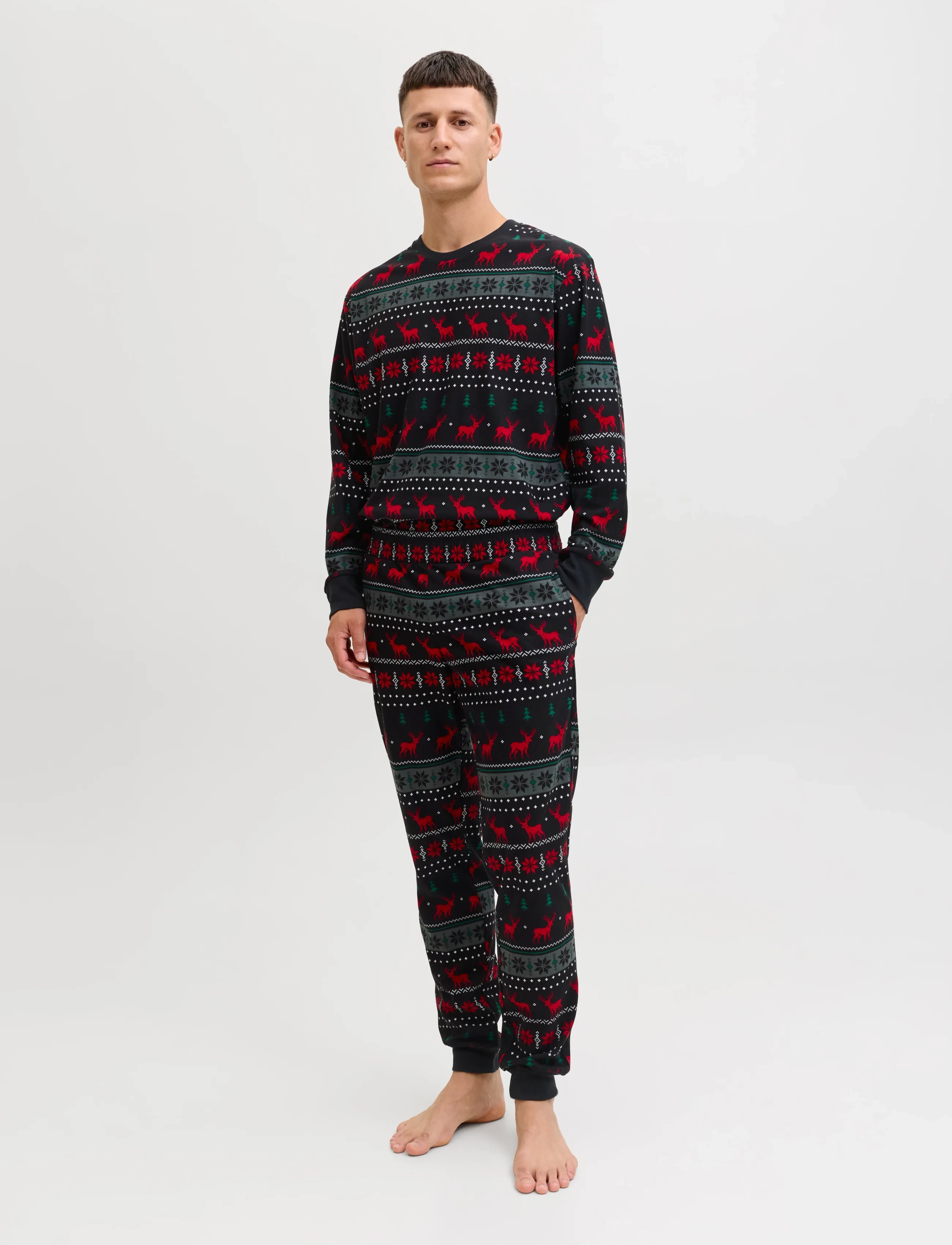 Jack & Jones JACTRISTAN PRINTED LOUNGE SET W - Pyjamas - BLACK / multi