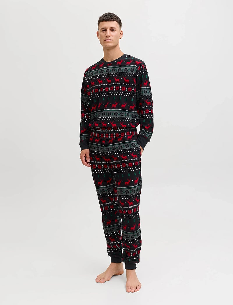 Jack & Jones - JACTRISTAN PRINTED LOUNGE SET W - nattøj sæt - black - 0