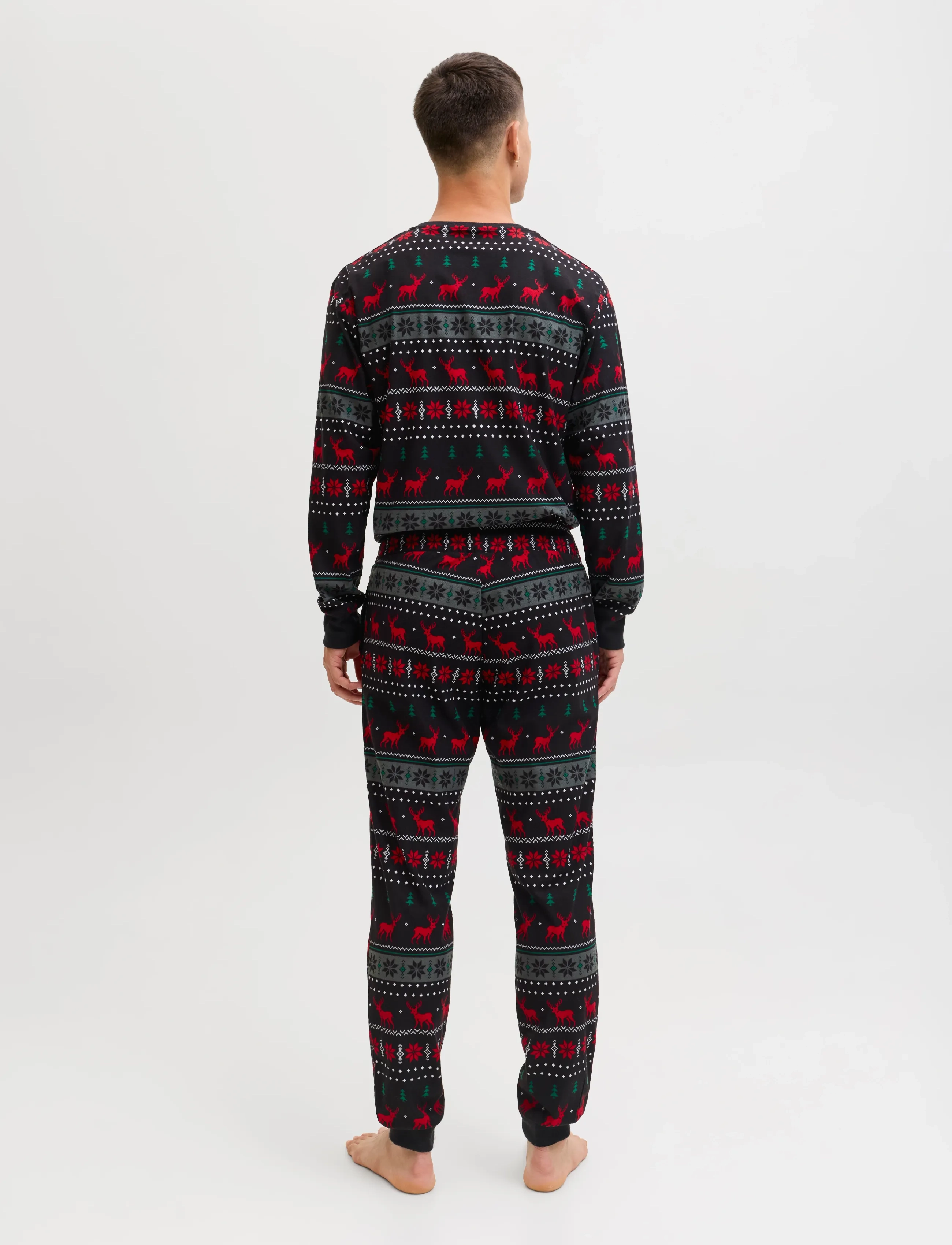 Jack & Jones - JACTRISTAN PRINTED LOUNGE SET W - pyjamasets - black - 3