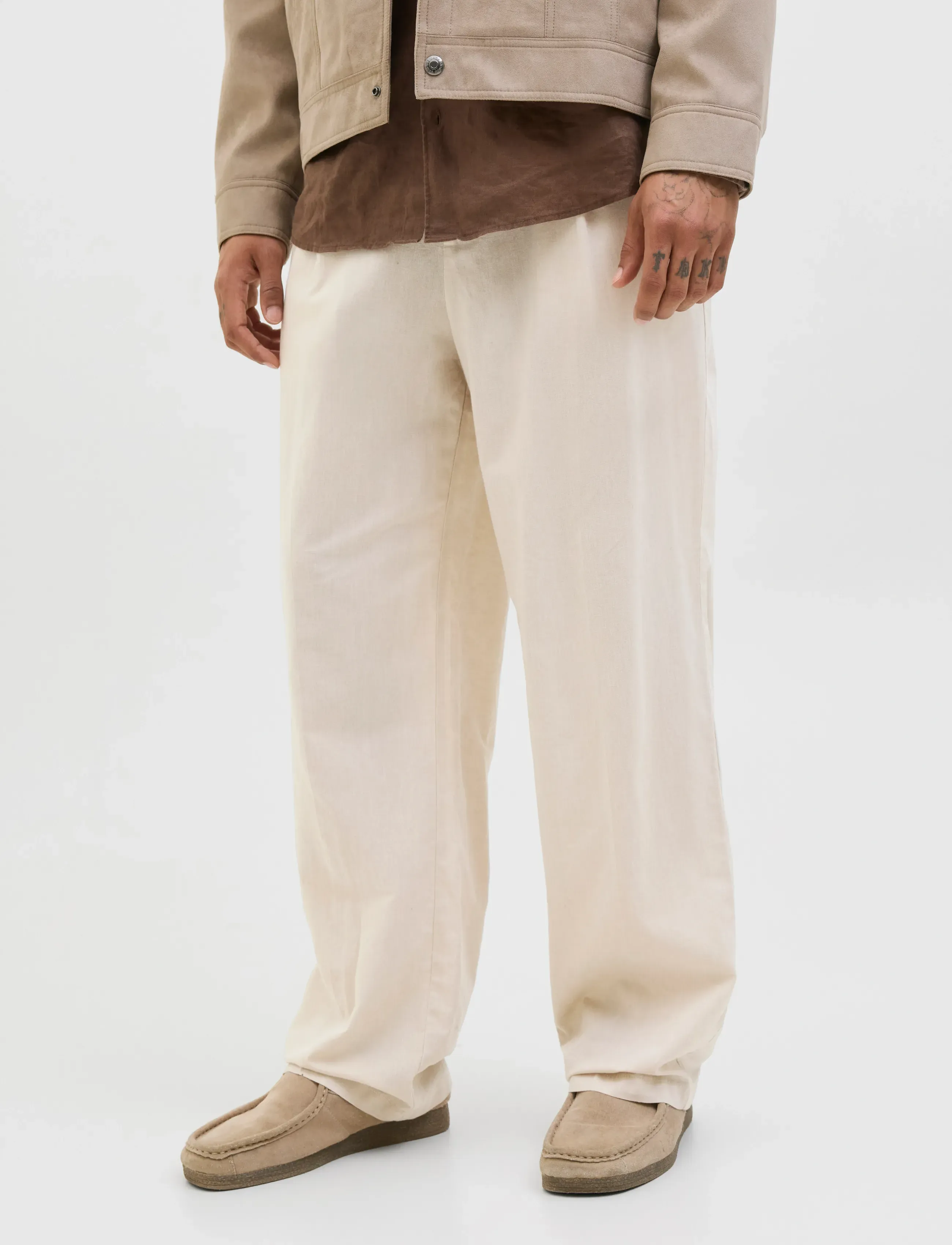 Jack & Jones JPSTBILL DIEGO SUMMER PANTS STYD SS25 - Jakkesætbukser i hør - FEATHER GRAY / grey