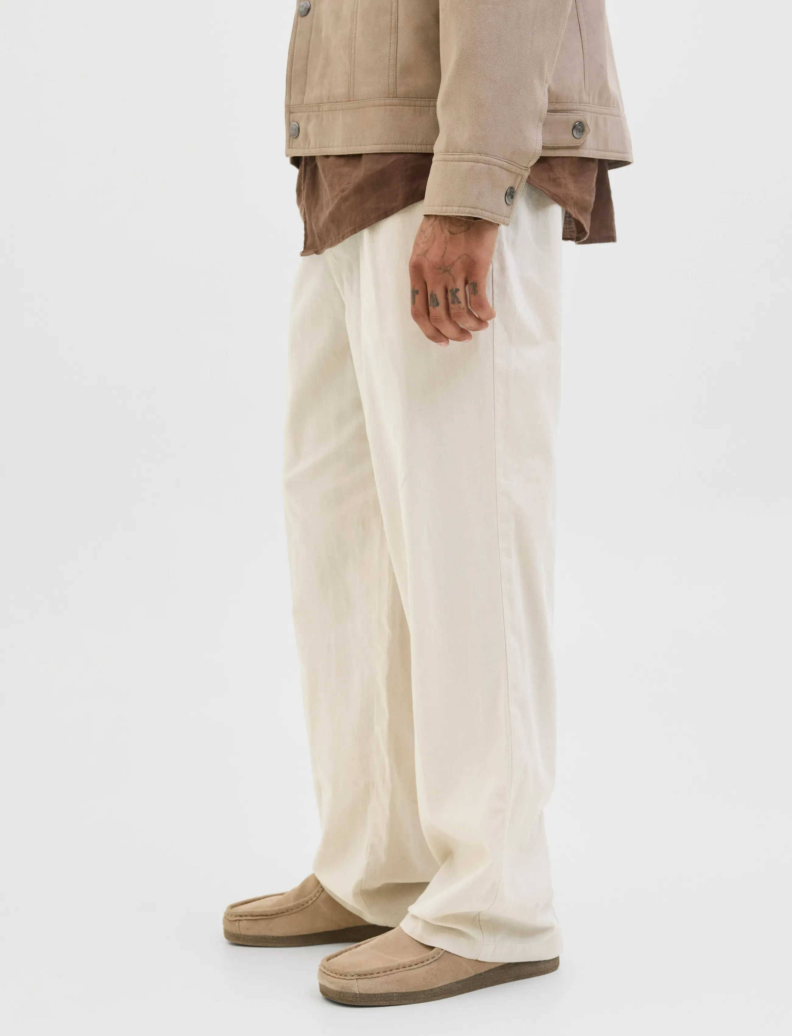 Jack & Jones - JPSTBILL DIEGO SUMMER PANTS STYD SS25 - jakkesætbukser i hør - feather gray - 5