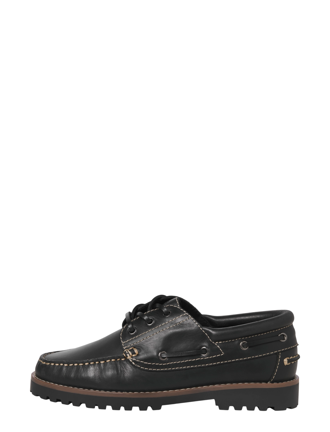 Jack & Jones JFWBROOKLYN LEATHER BOAT SHOE LN - Seglarskor - BLACK / black