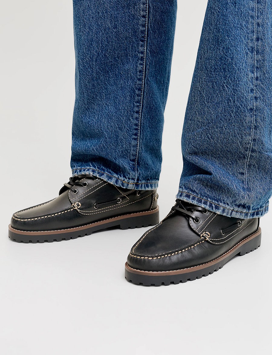 Jack & Jones - JFWBROOKLYN LEATHER BOAT SHOE LN - kollektioner - black - 0
