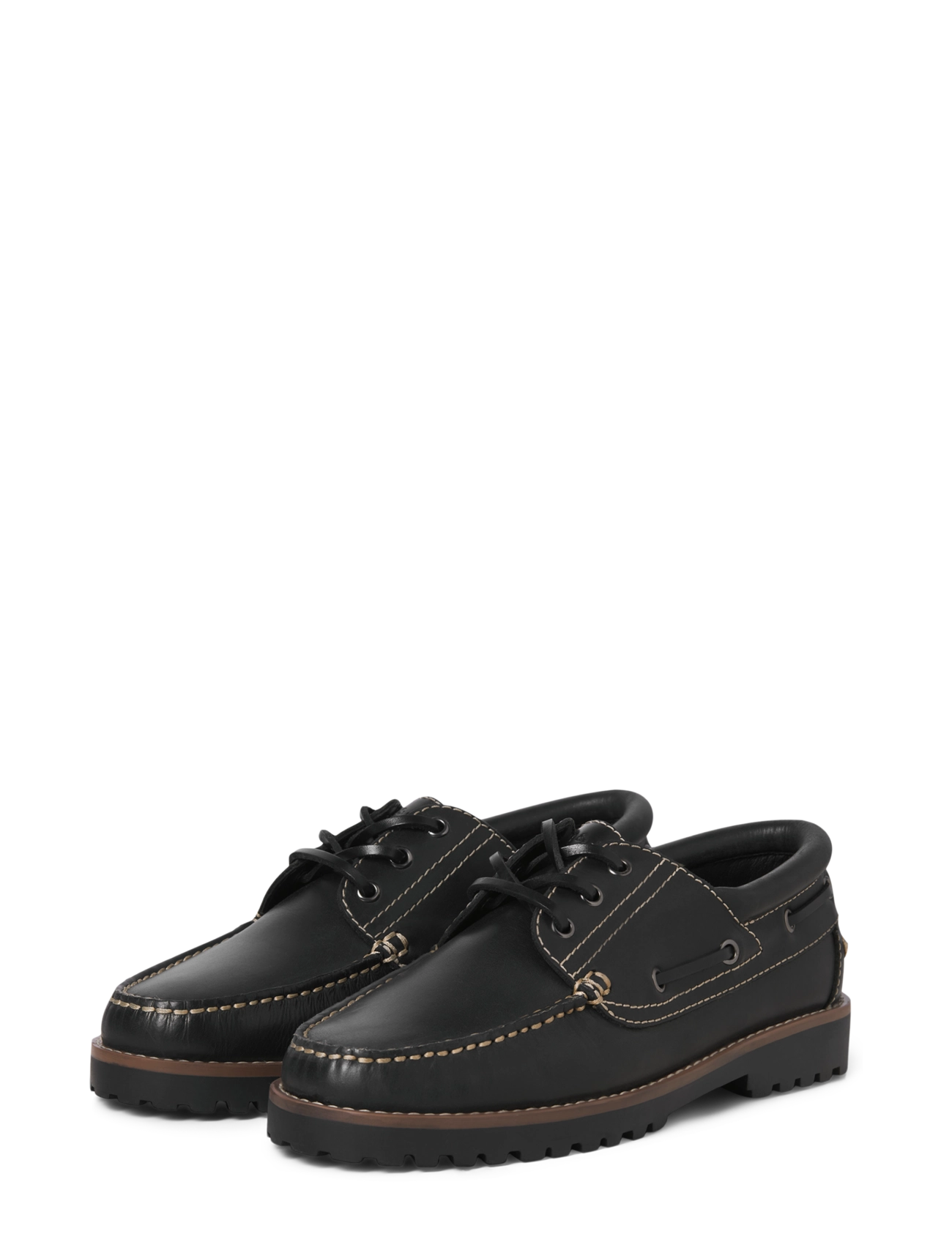 Jack & Jones - JFWBROOKLYN LEATHER BOAT SHOE LN - kollektioner - black - 4