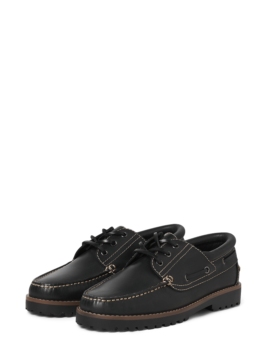 Jack & Jones - JFWBROOKLYN LEATHER BOAT SHOE LN - kollektioner - black - 4