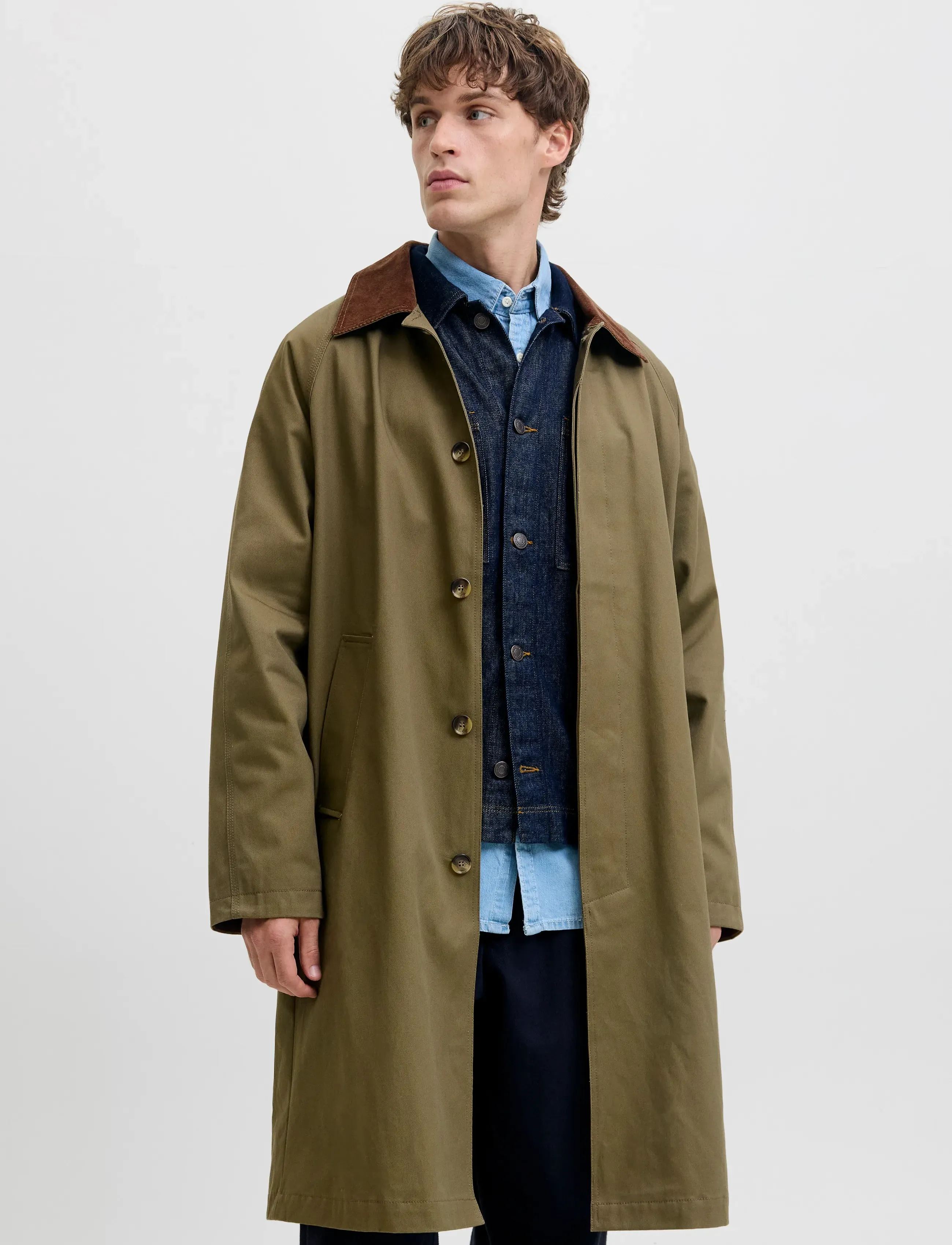 Jack & Jones Jorwythe Mac Coat, Mænd, Mac Frakke, Kakigrøn, Str: S