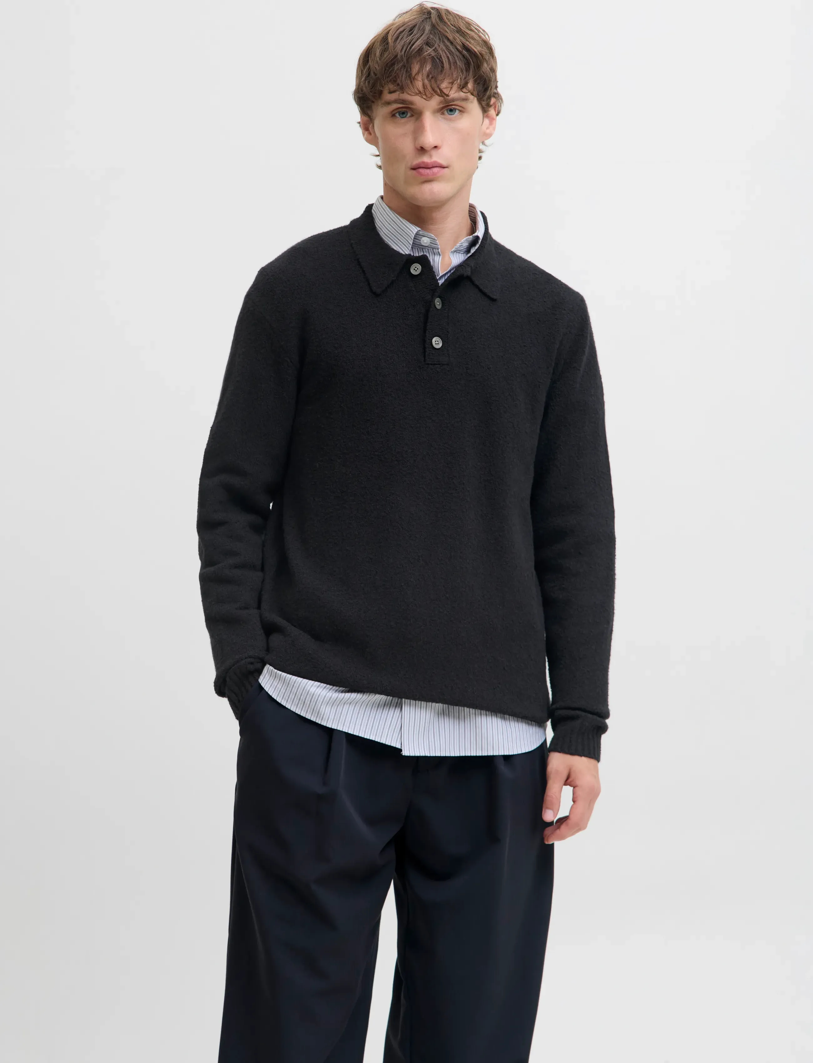Jack & Jones Jprblamaverick Knit Pack Bf Ln, Mænd, Strikpolo, Sort, Str: L