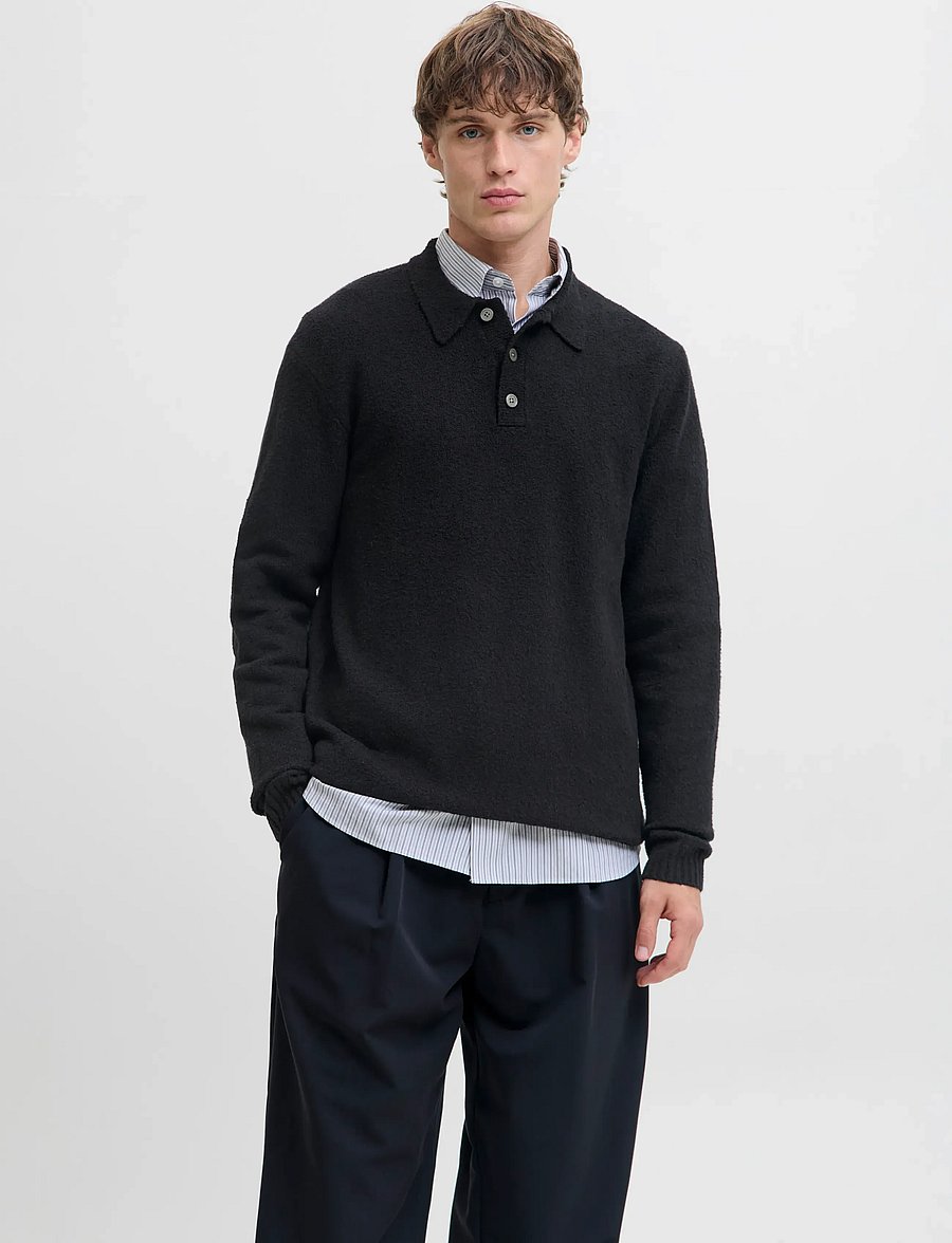 Jack & Jones - JPRBLAMAVERICK KNIT PACK BF LN - poloer i strik med lange ærmer - black - 0