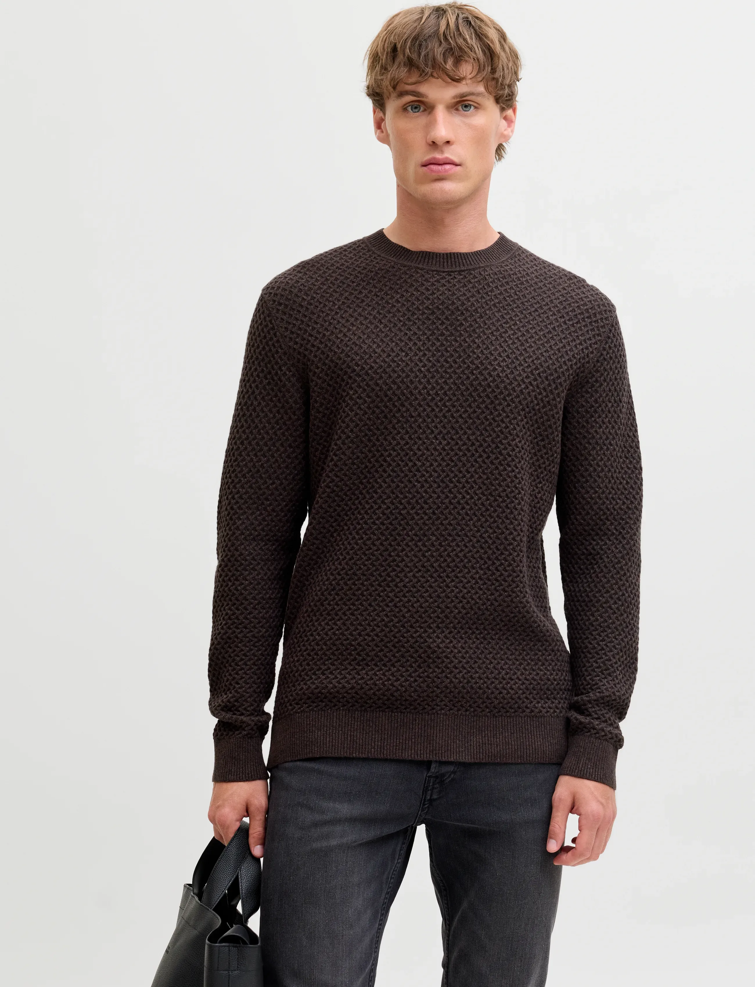 Jack & Jones - JPRBLUBARKLEY KNIT CREW NECK CH LN - pulls col rond - chocolate brown - 0