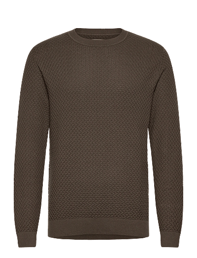 Jack & Jones JPRBLUBARKLEY KNIT CREW NECK CH LN - Round Necks - CROCODILE / brown