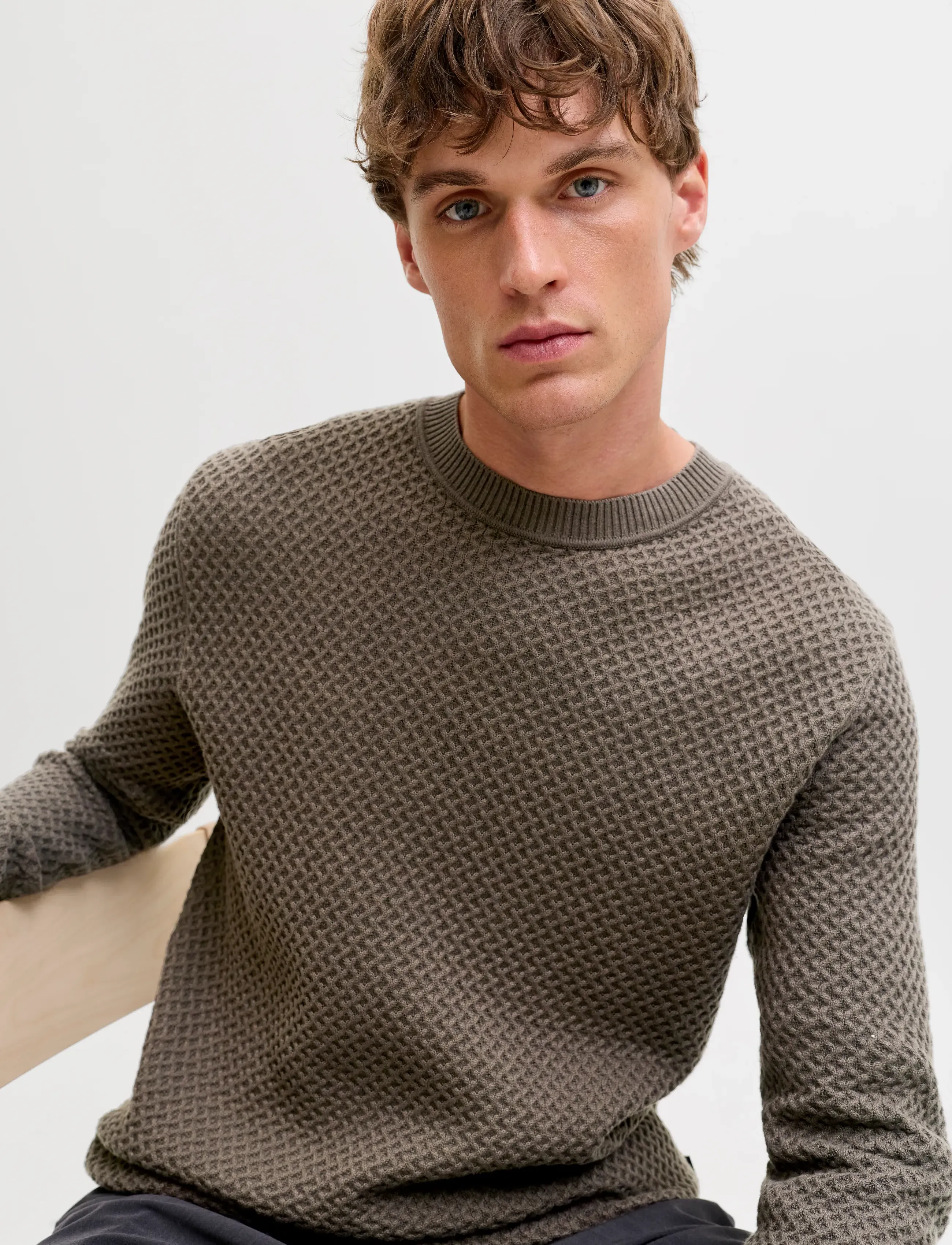 Jack & Jones JPRBLUBARKLEY KNIT CREW NECK CH LN - Tänavastiil - CROCODILE / brown