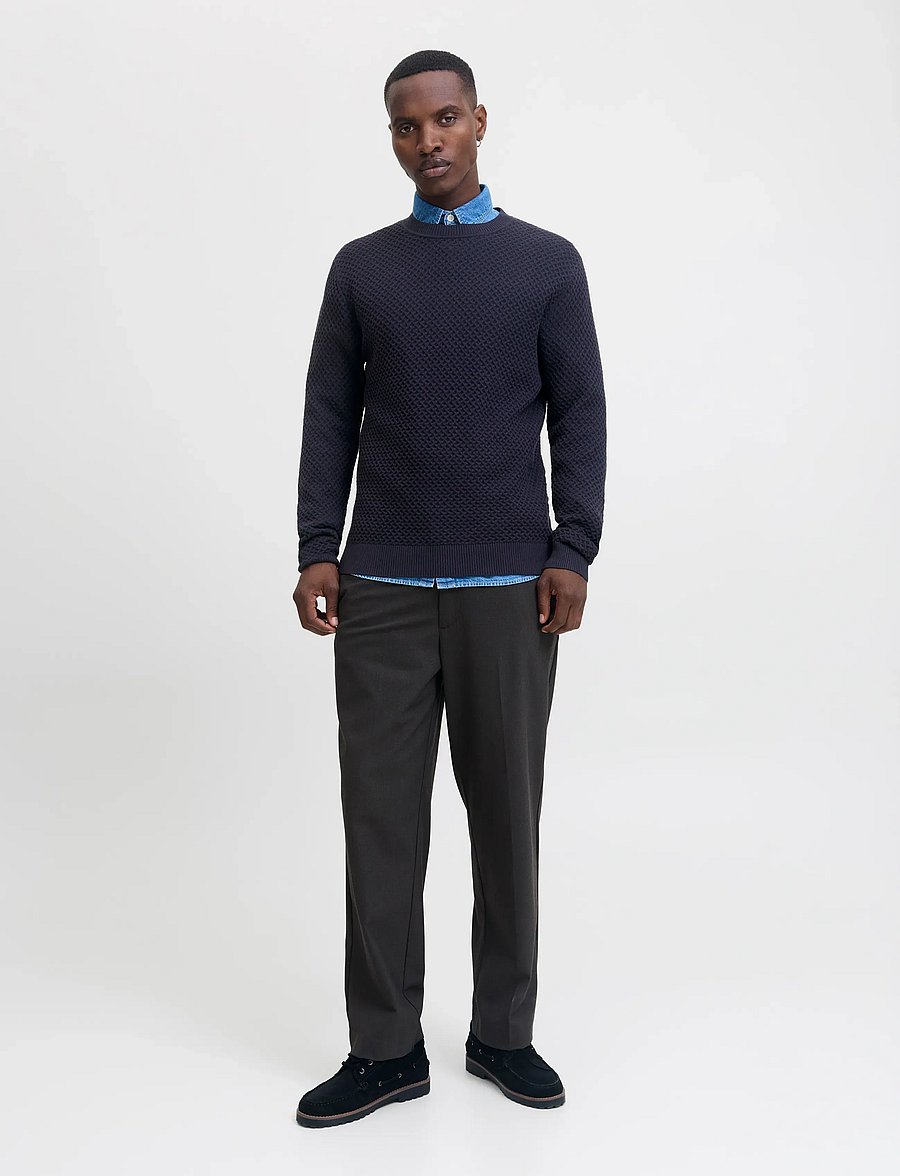 Jack & Jones - JPRBLUBARKLEY KNIT CREW NECK CH LN - rundhals - night sky - 4