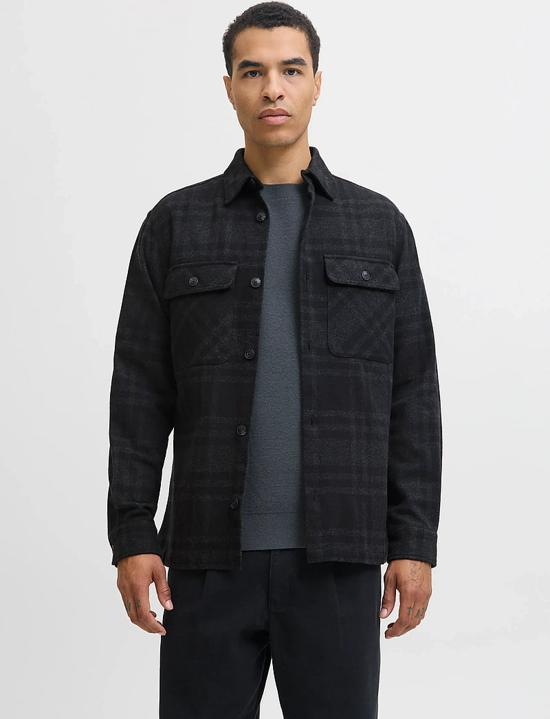 Jack & Jones - JPRRAYLE MELANGE CHECK L/S OVERSHIRT SN - kolekcijas - black beauty - 0