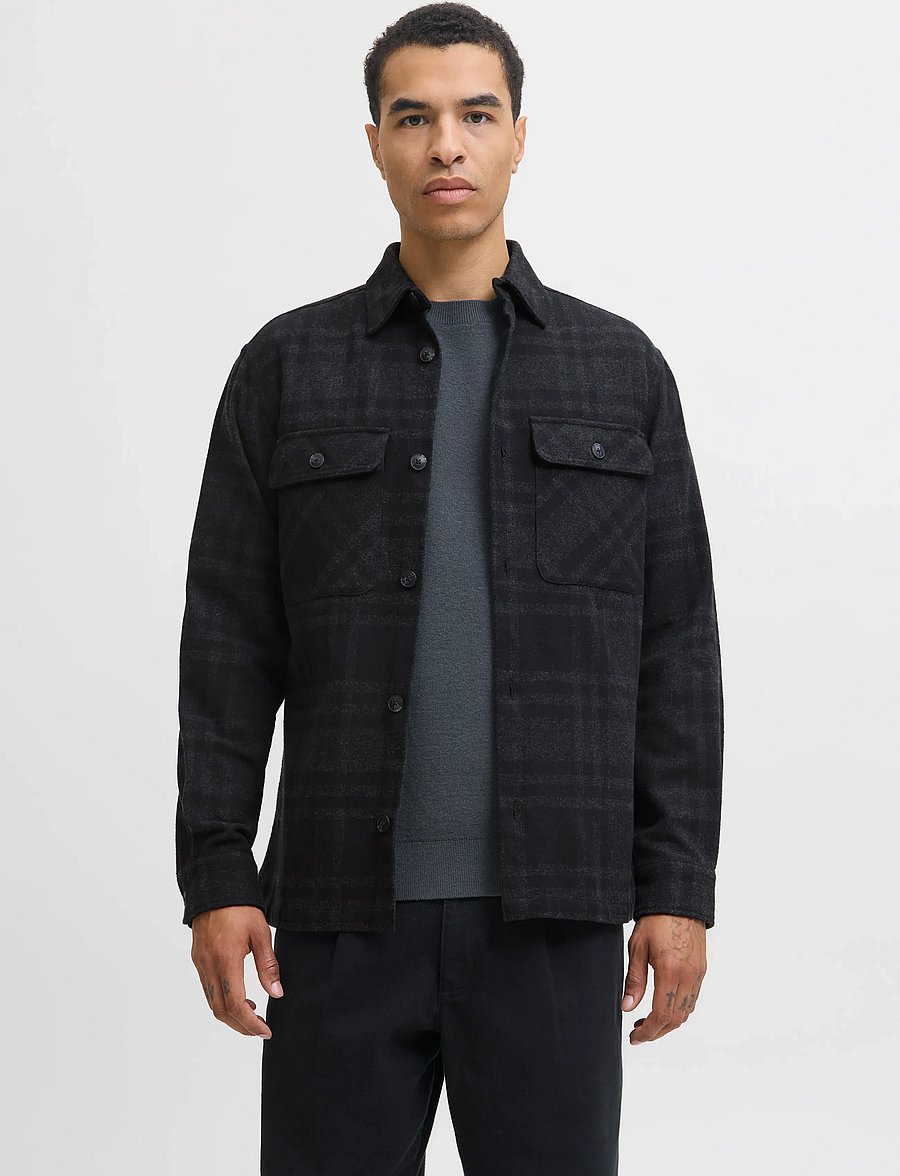 Jack & Jones - JPRRAYLE MELANGE CHECK L/S OVERSHIRT SN - collecties - black beauty - 0