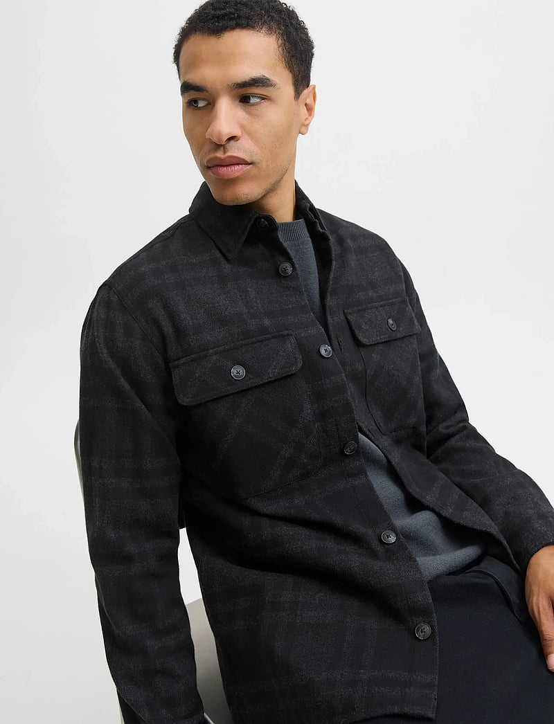 Jack & Jones - JPRRAYLE MELANGE CHECK L/S OVERSHIRT SN - kolekcijas - black beauty - 4