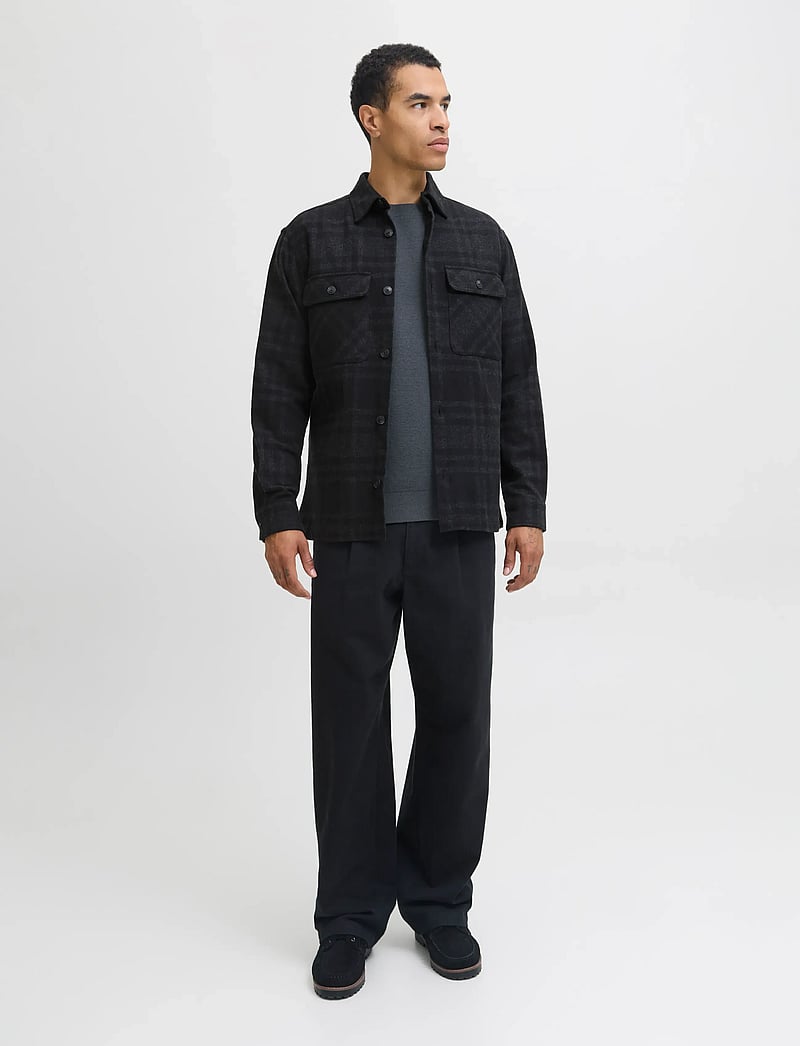 Jack & Jones - JPRRAYLE MELANGE CHECK L/S OVERSHIRT SN - kolekcijas - black beauty - 5