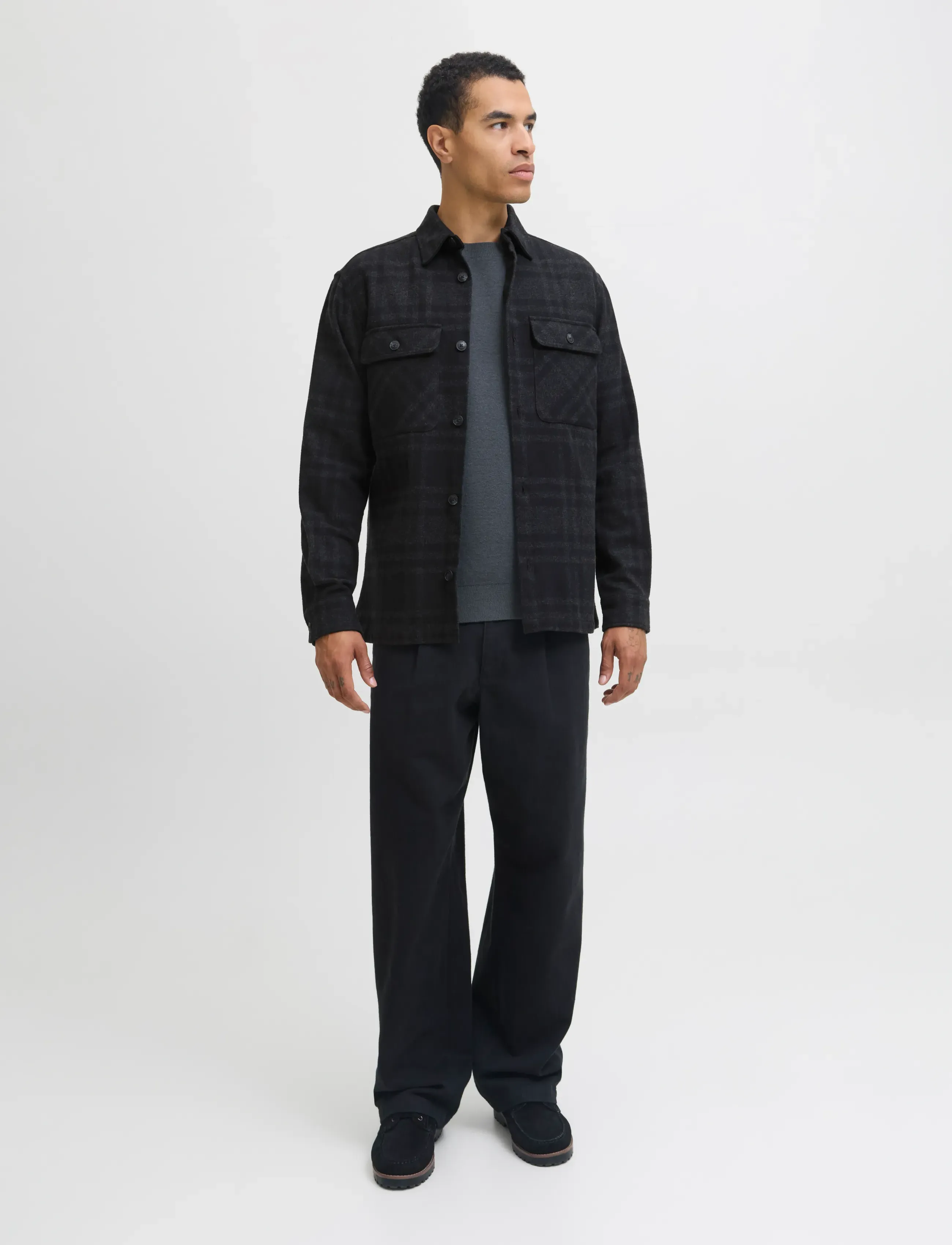 Jack & Jones - JPRRAYLE MELANGE CHECK L/S OVERSHIRT SN - collecties - black beauty - 5