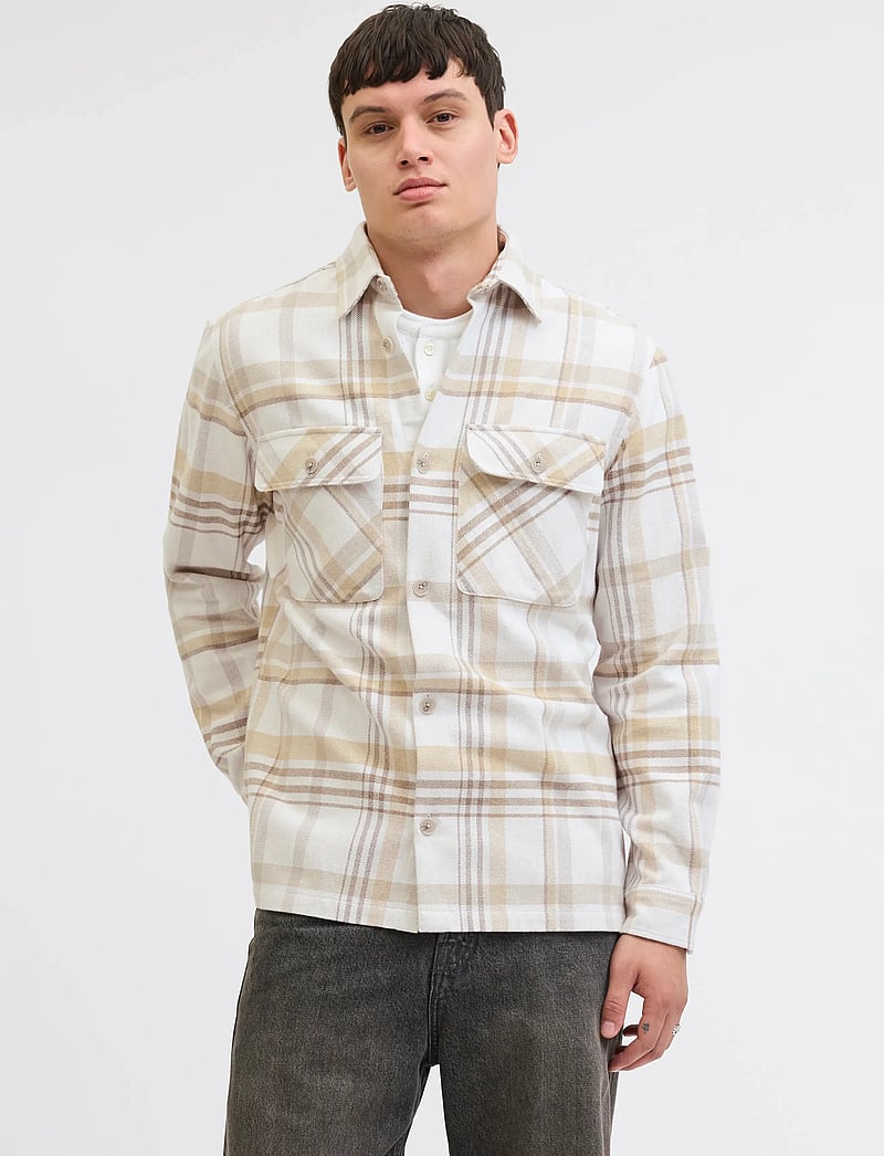 Jack & Jones - JPRRAYLE MELANGE CHECK L/S OVERSHIRT SN - kollektioner - cloud cream - 0
