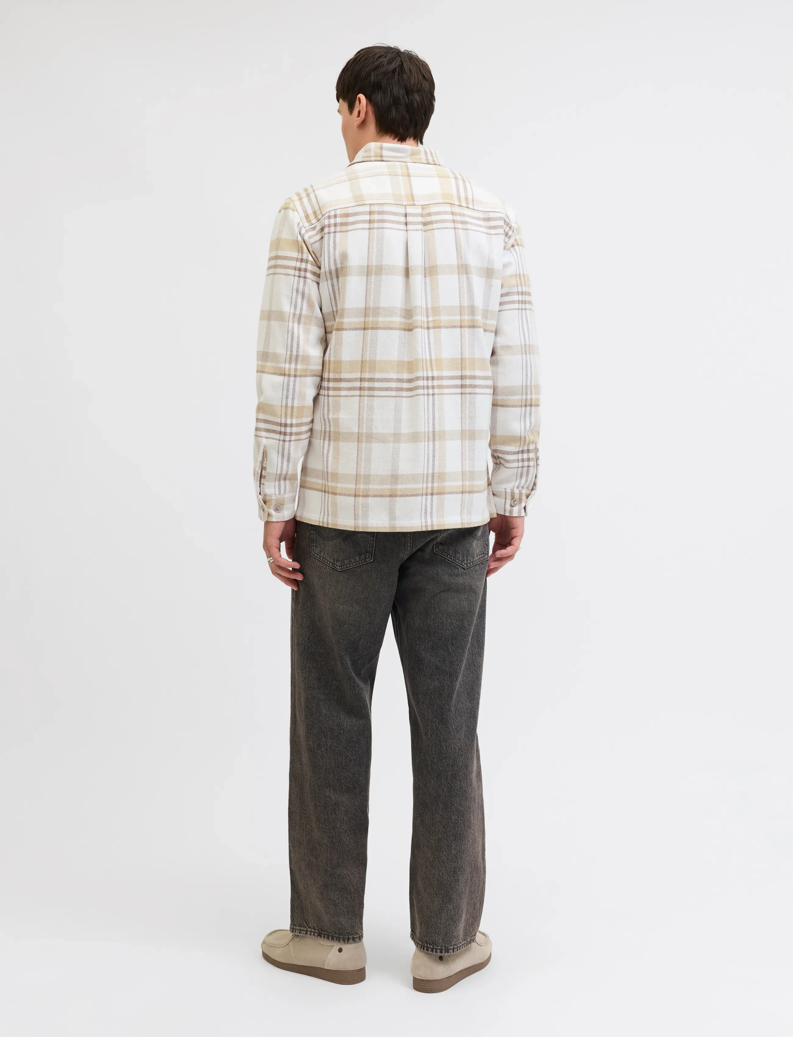 Jack & Jones - JPRRAYLE MELANGE CHECK L/S OVERSHIRT SN - kolekcijos - cloud cream - 3