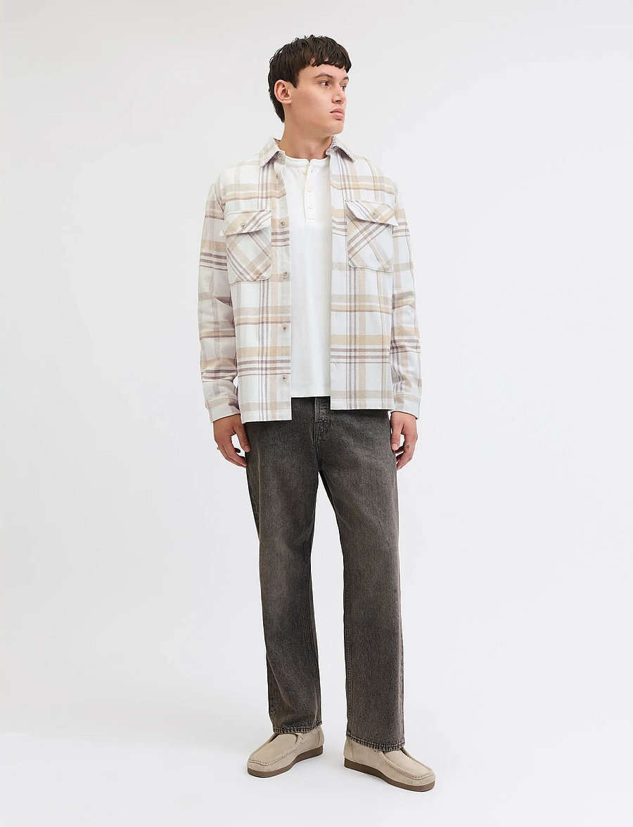 Jack & Jones - JPRRAYLE MELANGE CHECK L/S OVERSHIRT SN - kolekcijos - cloud cream - 4