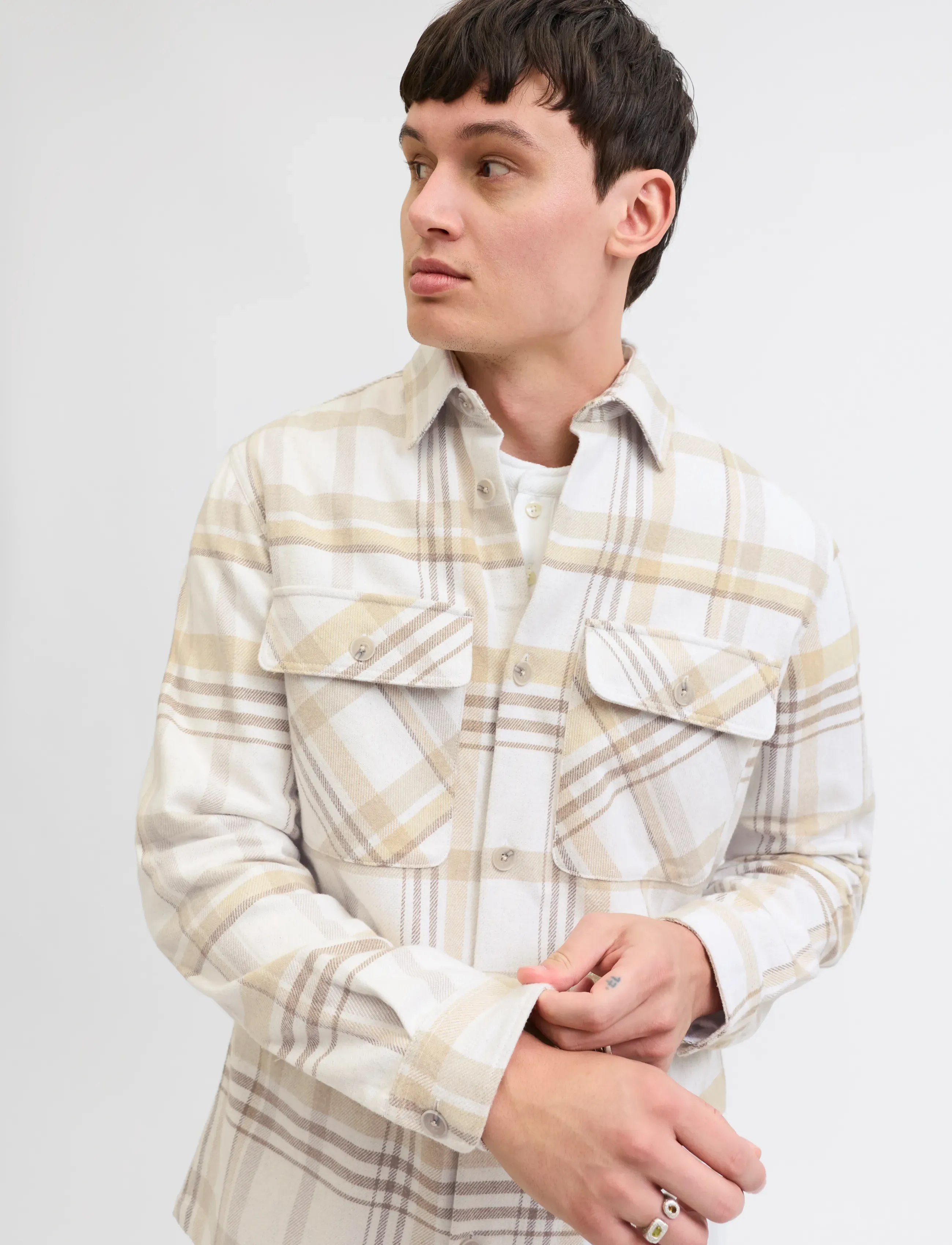 JACK & JONES Jprrayle Melange Check L/S Overshirt Sn overshirts herr – bild 5