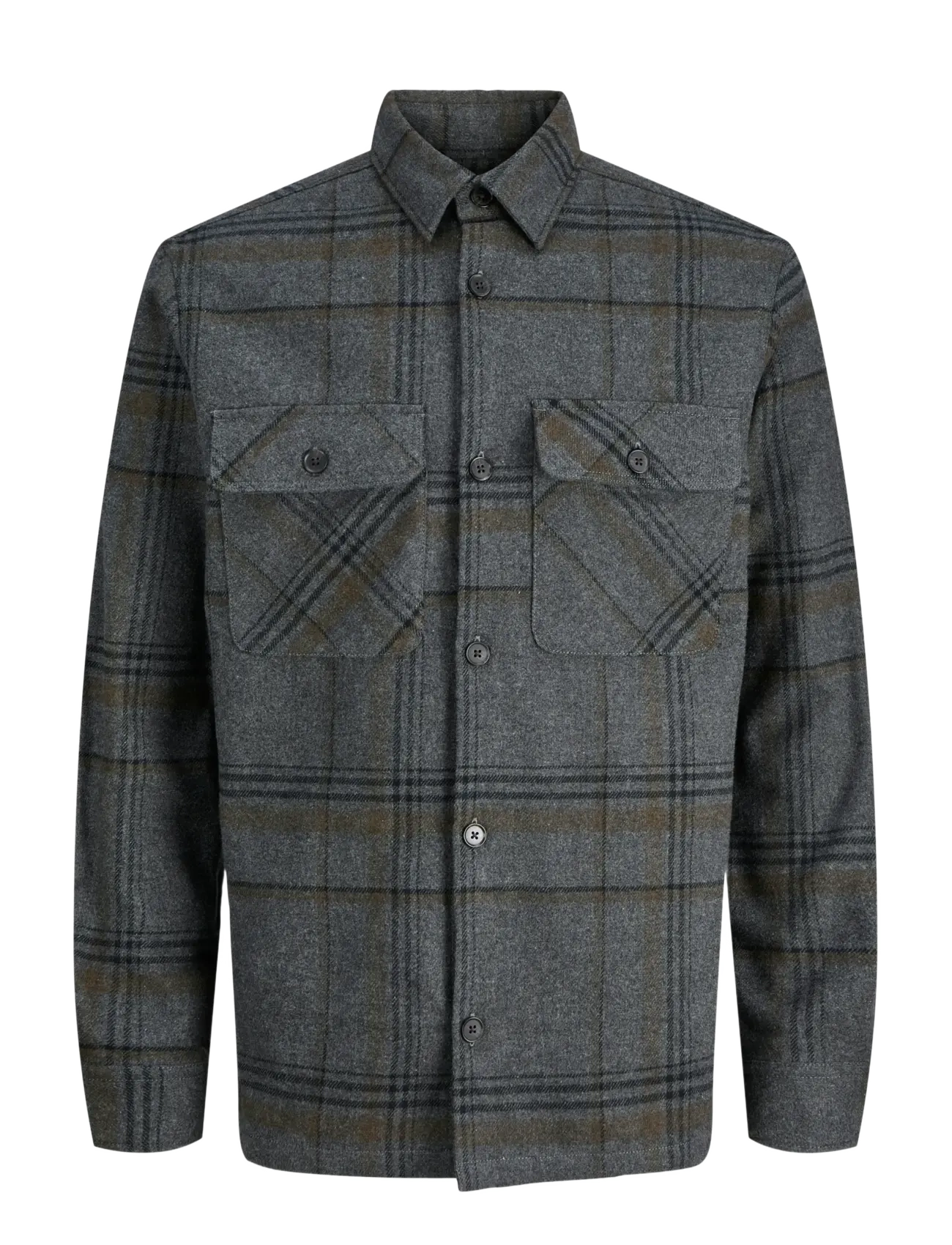 Jack & Jones JPRRAYLE MELANGE CHECK L/S OVERSHIRT SN - Overshirts - DARK GREY / grey