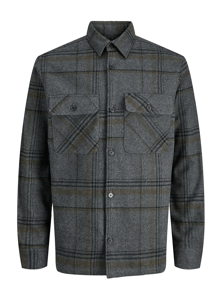 Jack & Jones - JPRRAYLE MELANGE CHECK L/S OVERSHIRT SN - kolekcje - dark grey - 1