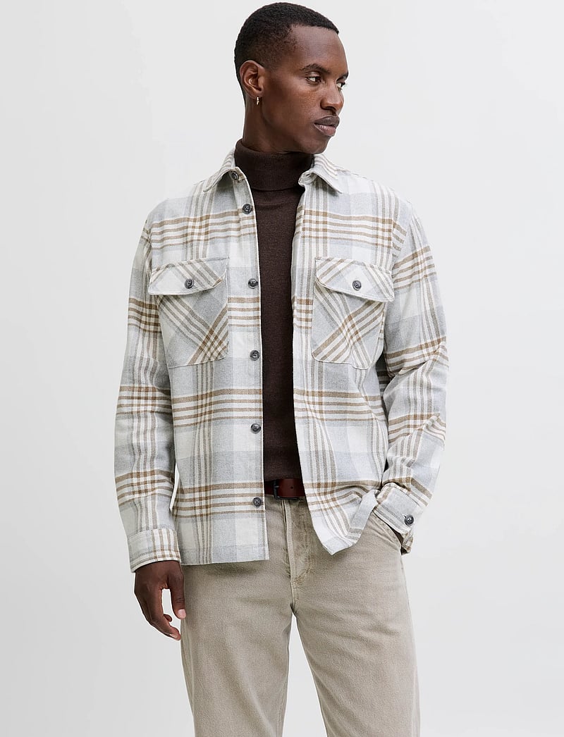 Jack & Jones - JPRRAYLE MELANGE CHECK L/S OVERSHIRT SN - kollektioner - ermine - 0