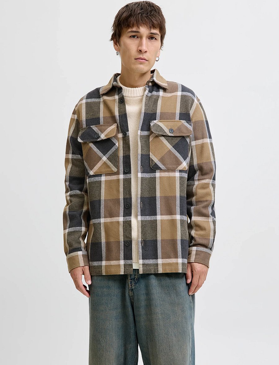 Jack & Jones - JPRRAYLE MELANGE CHECK L/S OVERSHIRT SN - kollektioner - malt ball - 0