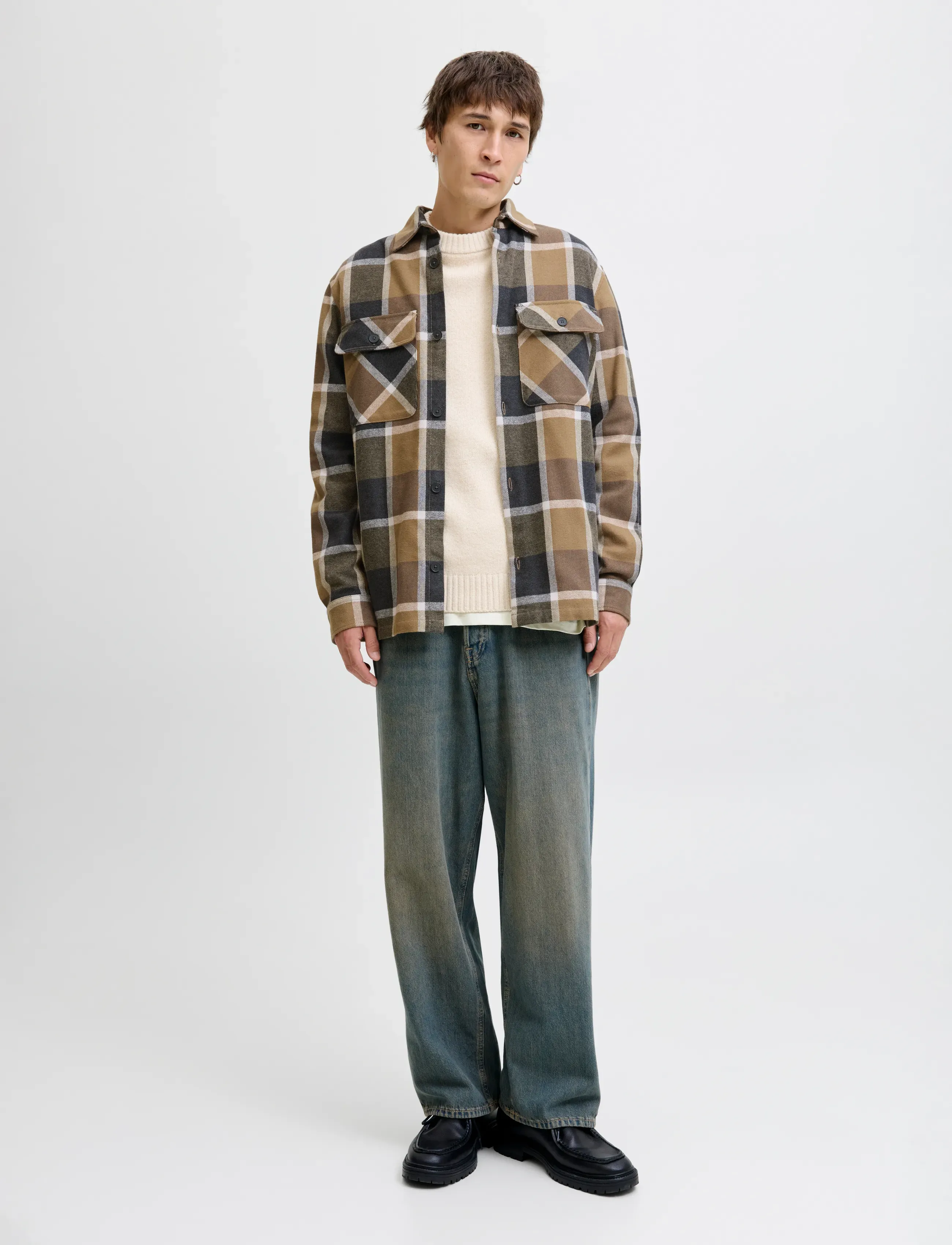 Jack & Jones - JPRRAYLE MELANGE CHECK L/S OVERSHIRT SN - collections - malt ball - 3