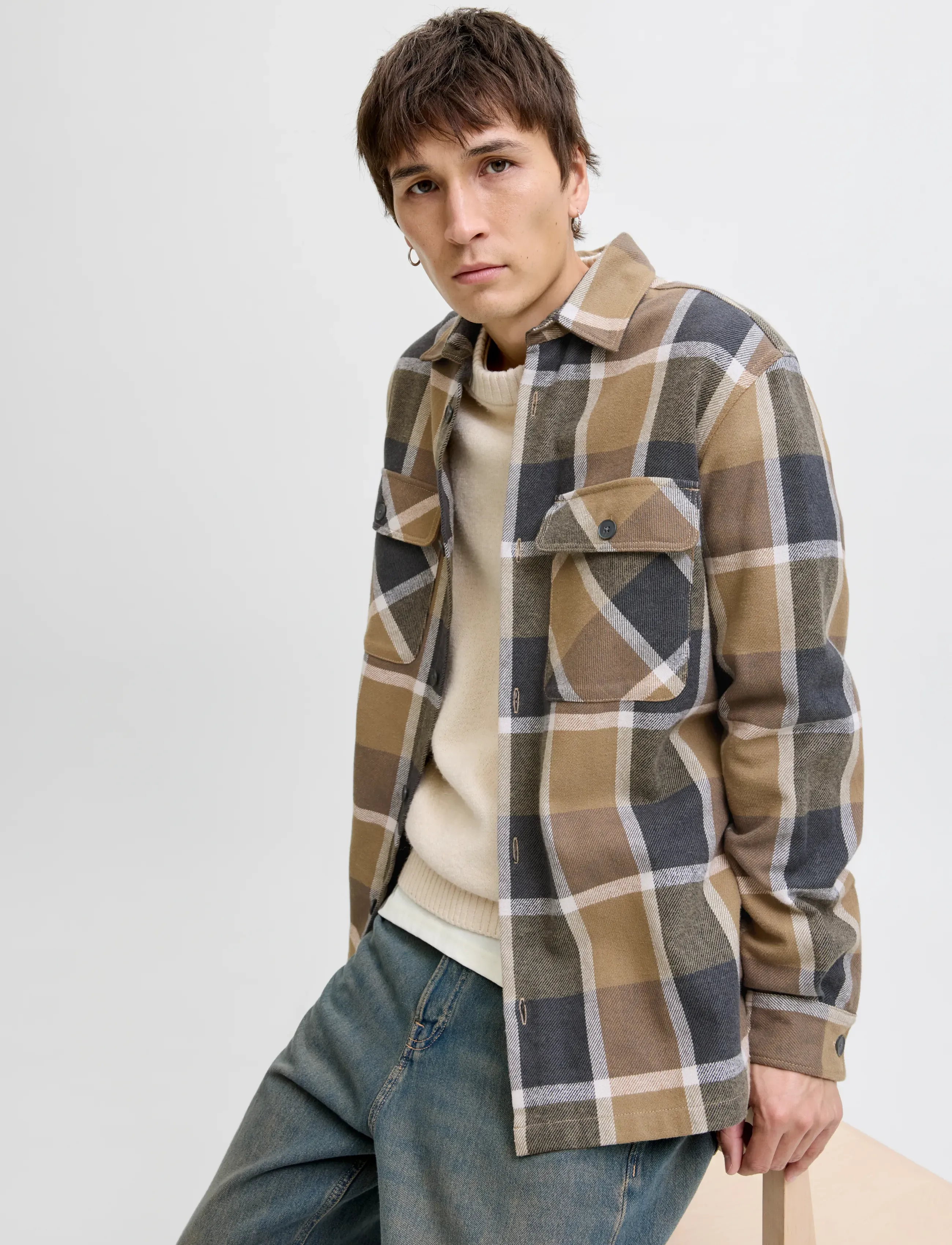 Jack & Jones - JPRRAYLE MELANGE CHECK L/S OVERSHIRT SN - collections - malt ball - 5