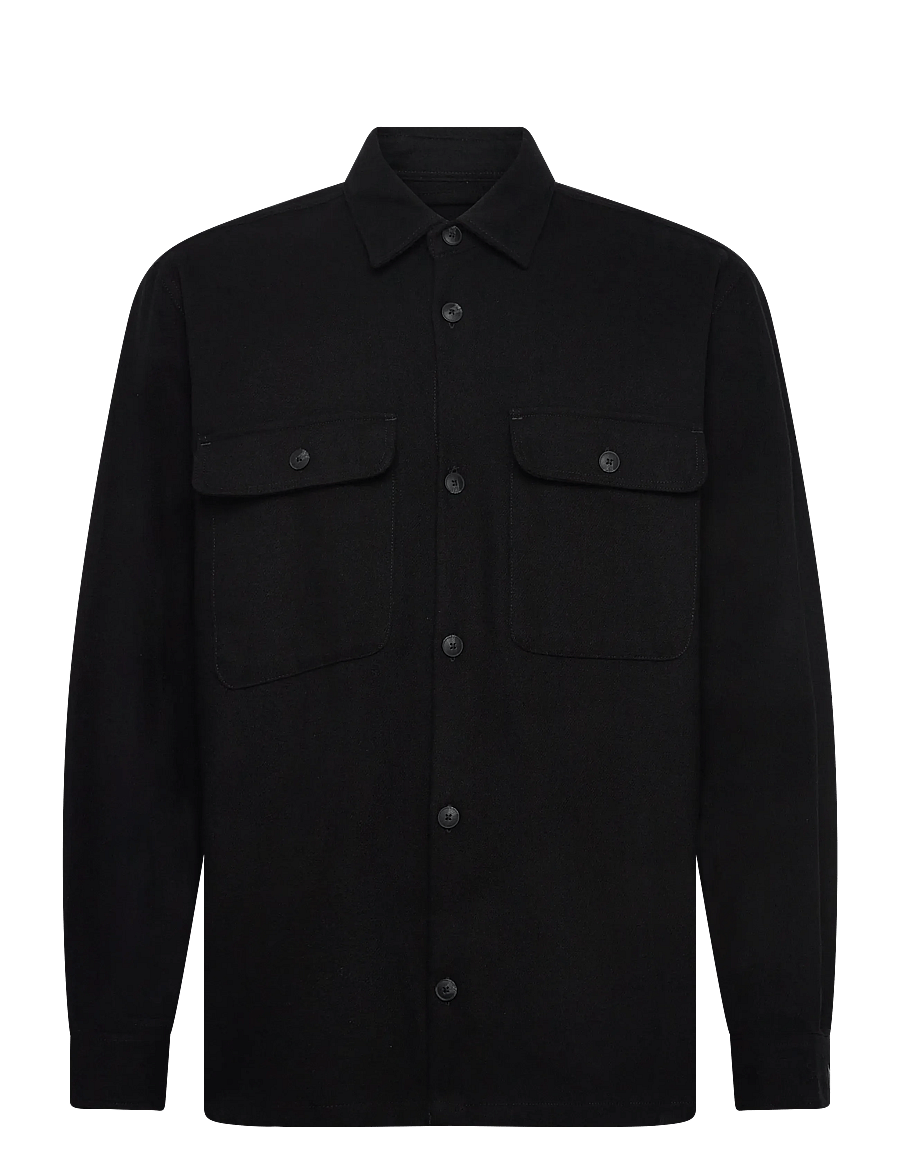 Jack & Jones - JPRRAYLE MELANGE SOLID L/S OVERSHIRT SN - kollektioner - black beauty - 1