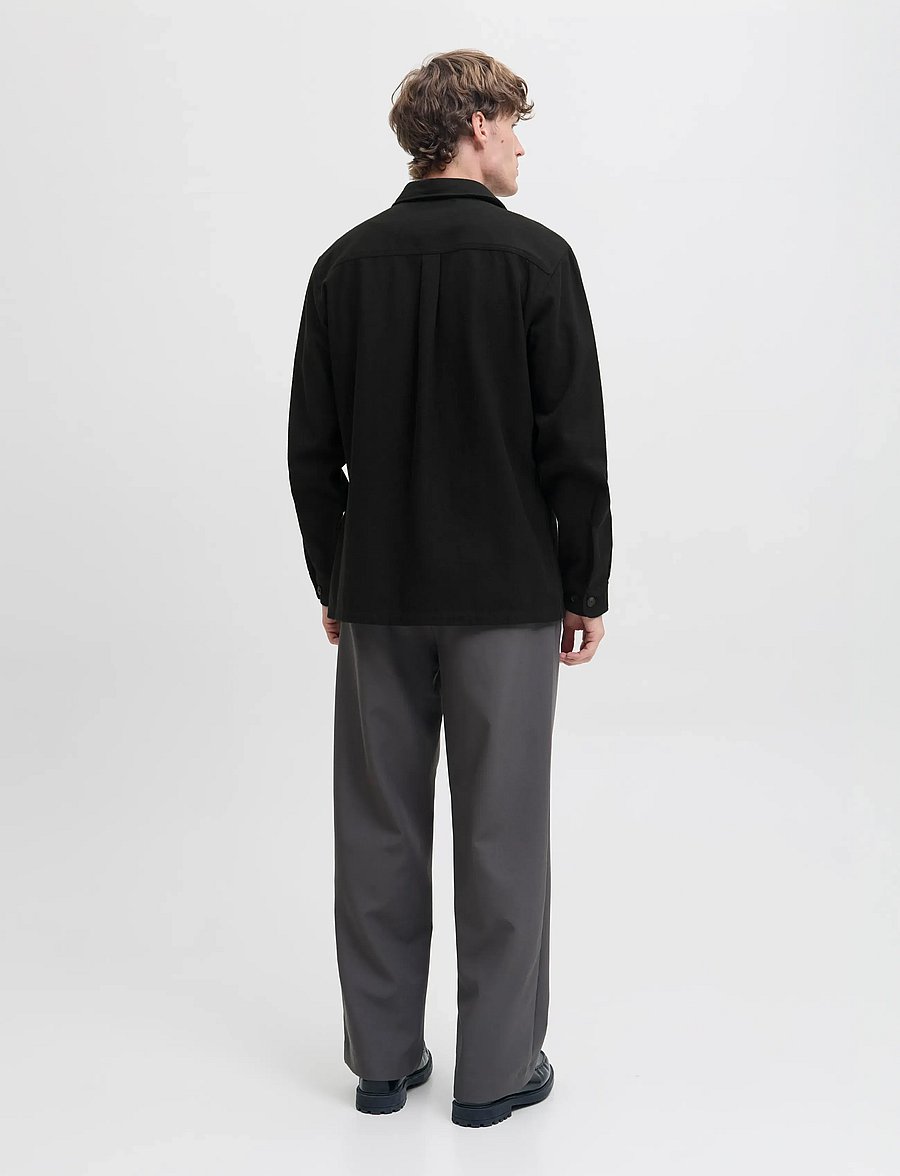 Jack & Jones - JPRRAYLE MELANGE SOLID L/S OVERSHIRT SN - kollektioner - black beauty - 3