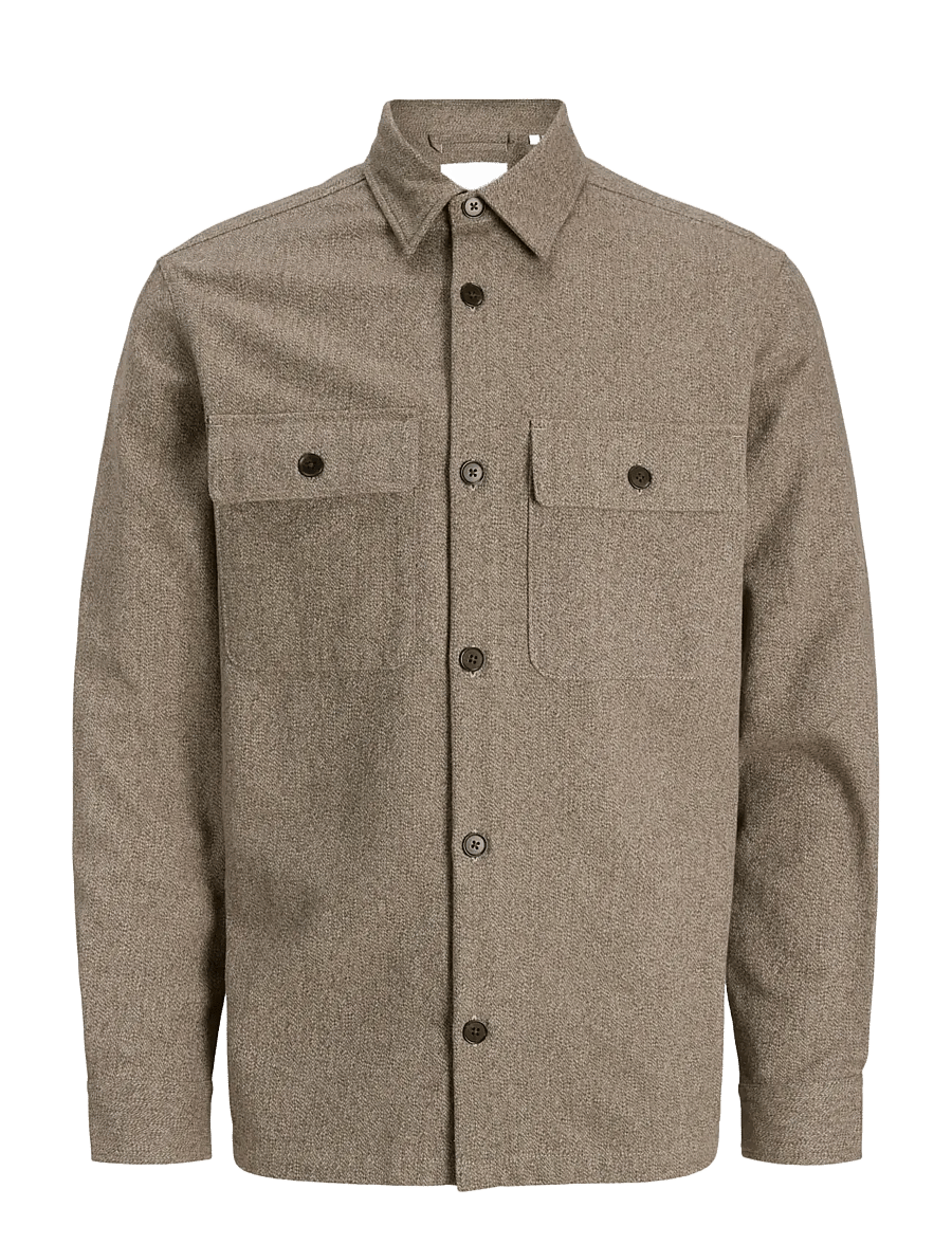Jack & Jones - JPRRAYLE MELANGE SOLID L/S OVERSHIRT SN - kollektionen - brindle - 1